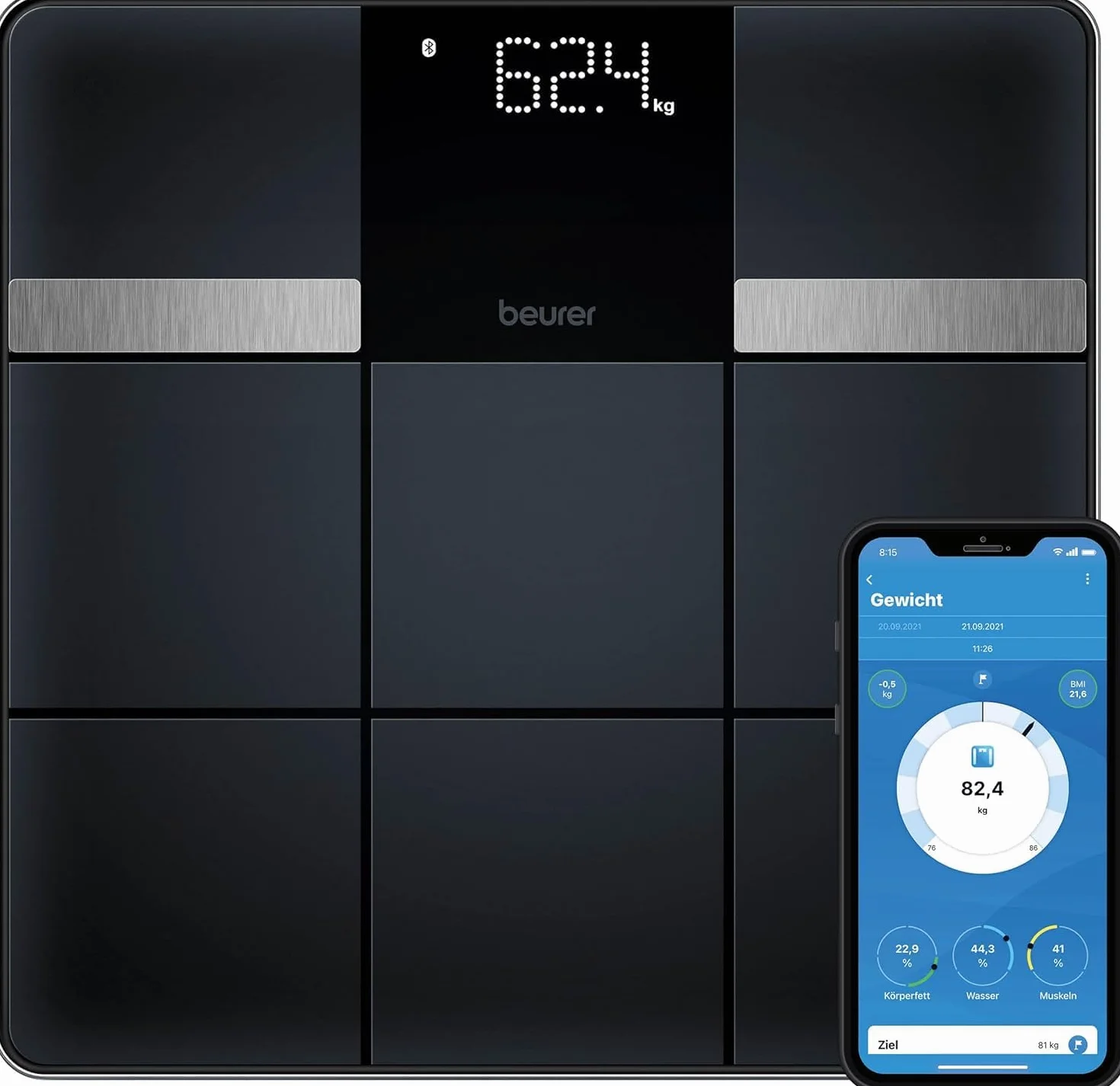 Beurer BF 450 bilancia pesapersone con Bluetooth, impedenziometrica digitale, 17 valori, 180 kg