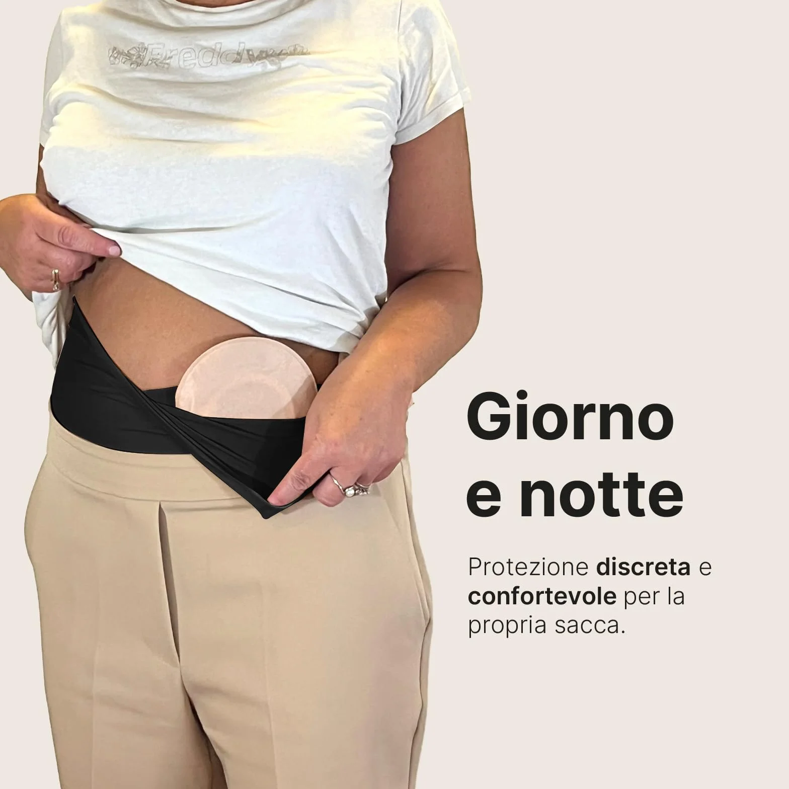 Glico Line Fascia 24 Ore per Stomia Unisex, Ideale per Giorno e Notte, Tasca Interna per Contenere la Sacca, Made in Italy, Nero, M