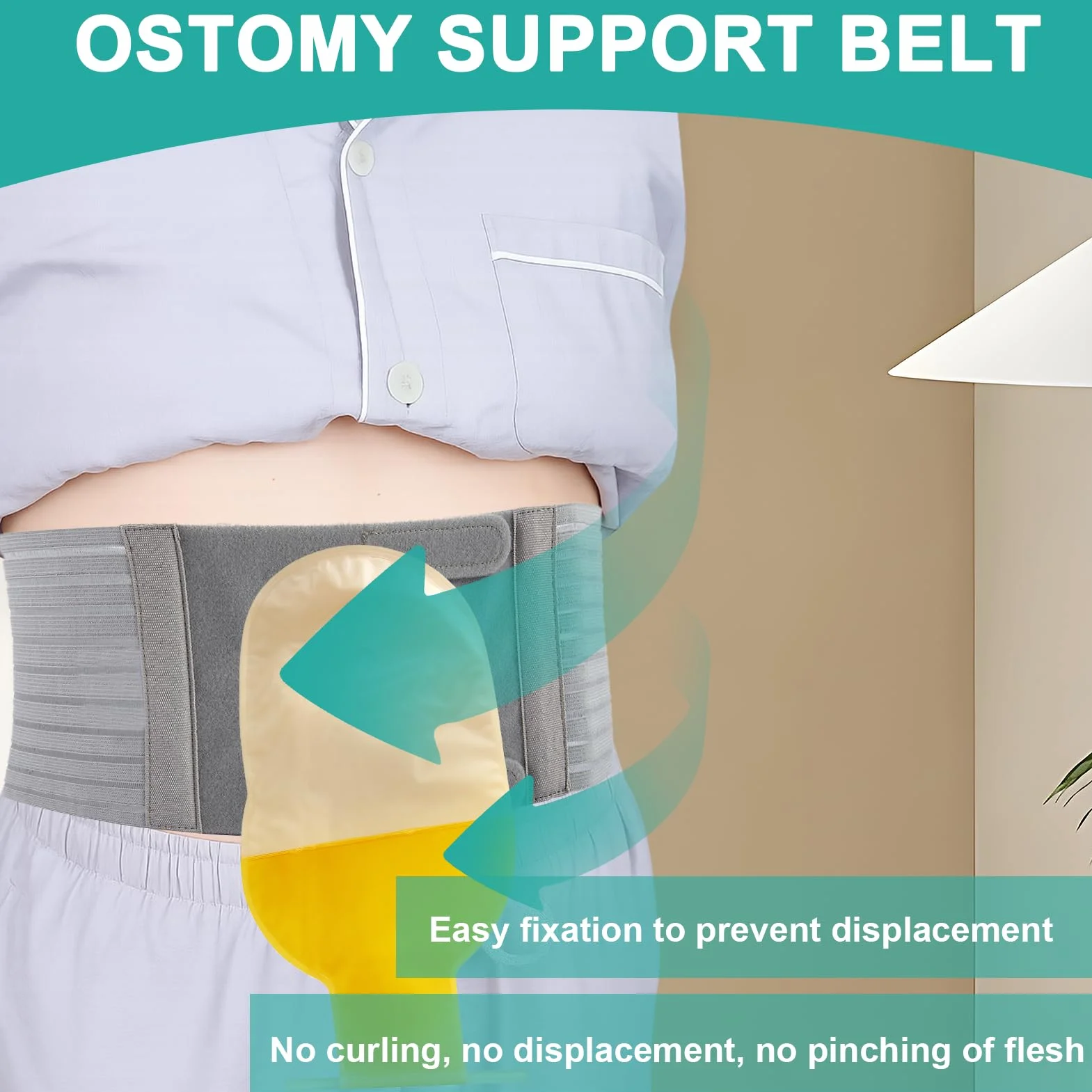 1 PCS Fascia Per Stomia Da Uomo E Donna, Cintura Per Stomia Larga 13 cm, Grigia Cintura Addominale Post Colostomia Per Prevenire L'ernia Parastomale, XL