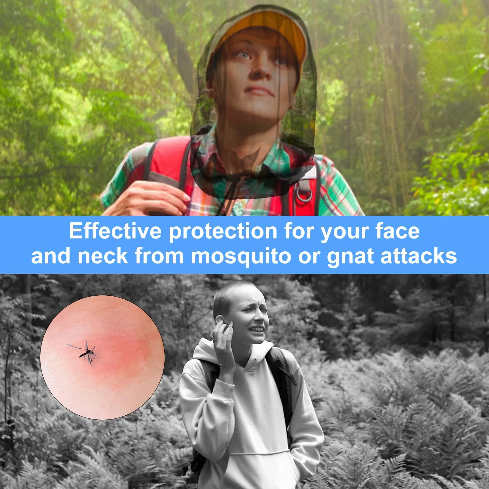 Zanzariera per insetti Ultra grande e lunga fori extra fini Head net per campeggio escursioni safari Esterni protezione da mosche