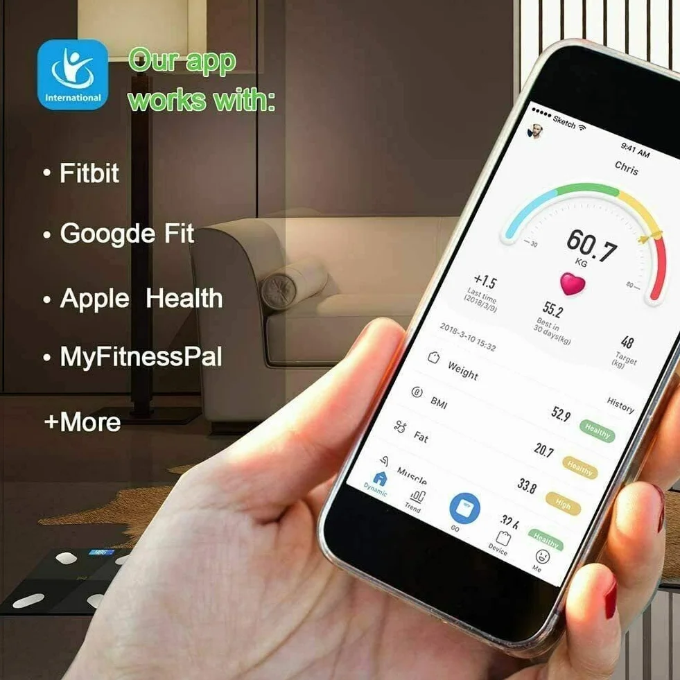 SQUADO Bilancia pesapersone smart digitale Impedenziometrica elettronica Bluetooth