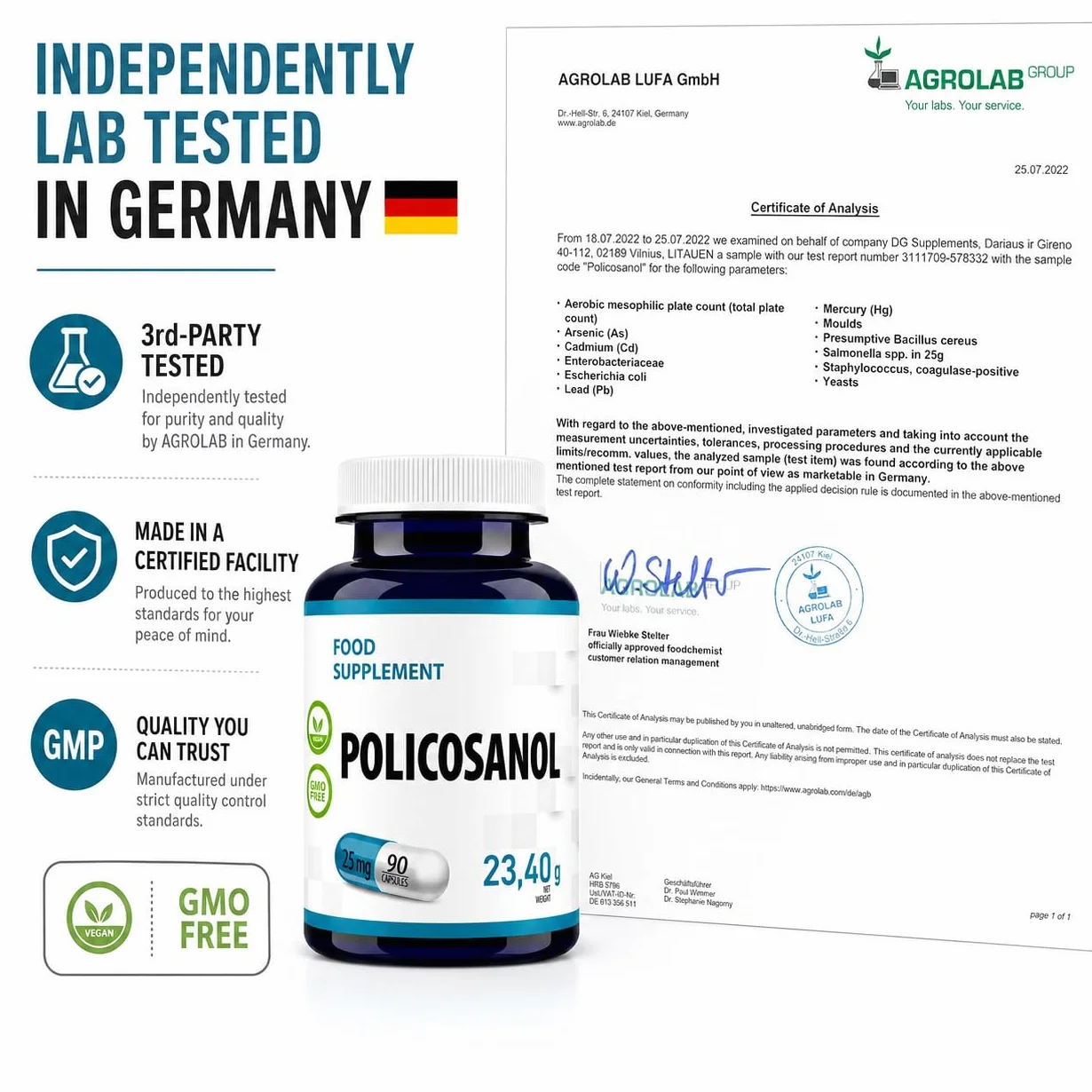Hepatica Policosanolo 25 mg | da Canna da Zucchero | 90 Capsule Vegane | Scorta 3 Mesi | Ingrediente Unico | GMP & laboratorio indipendente