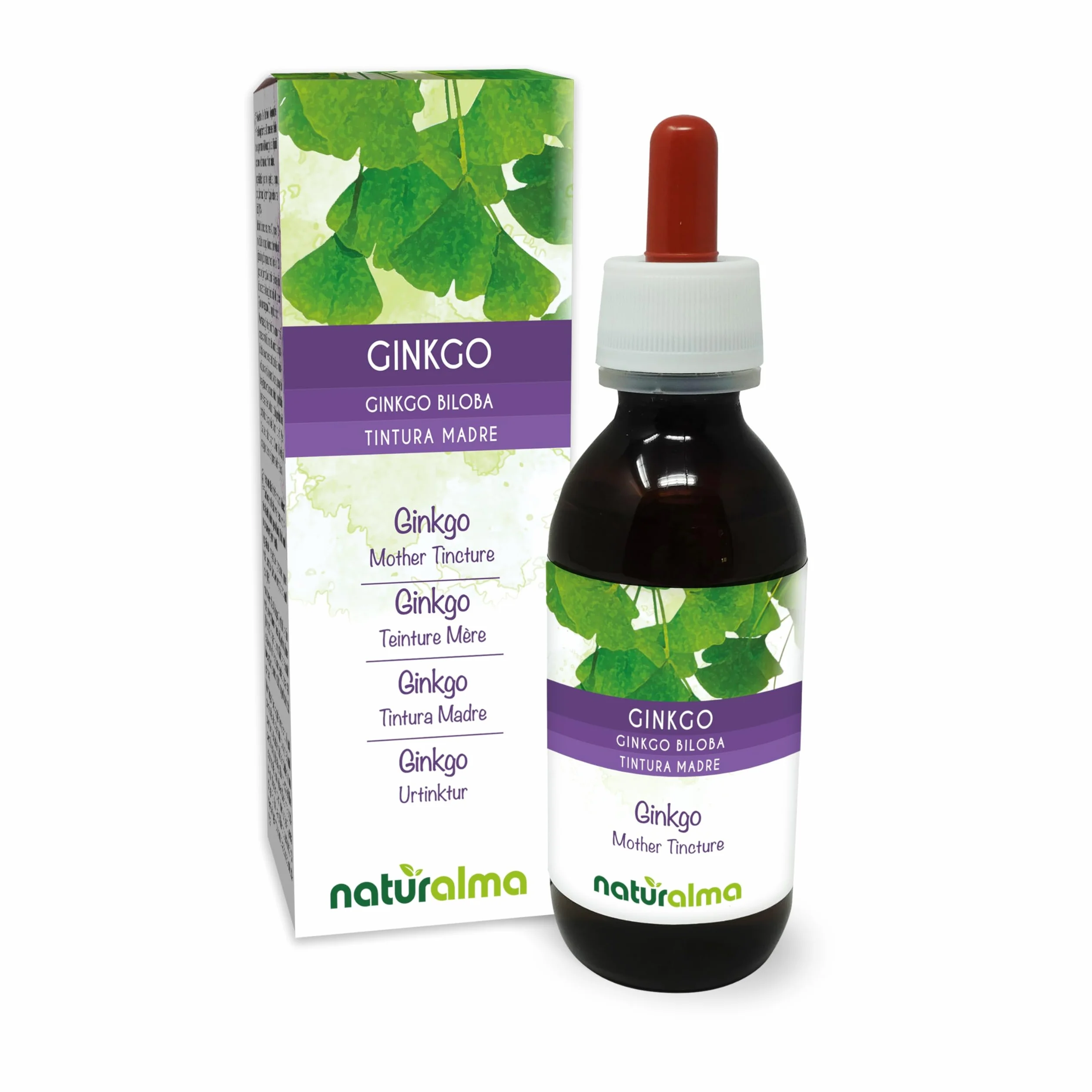 Ginkgo biloba Tintura Madre analcoolica Naturalma Estratto liquido gocce 120 ml Integratore alimentare Vegano