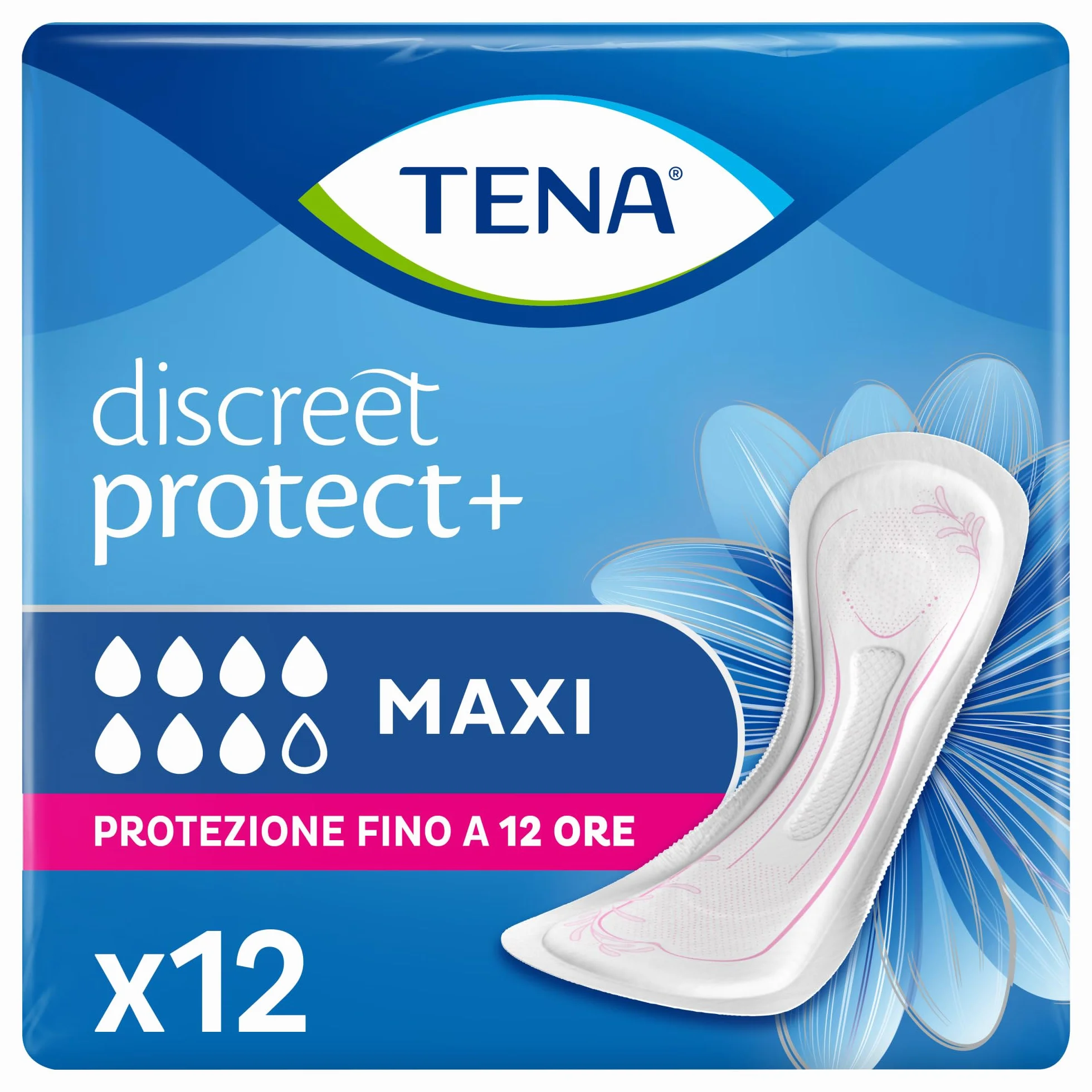 TENA Discreet Maxi Assorbenti per Perdite Urinarie Femminili, 12 Pezzi