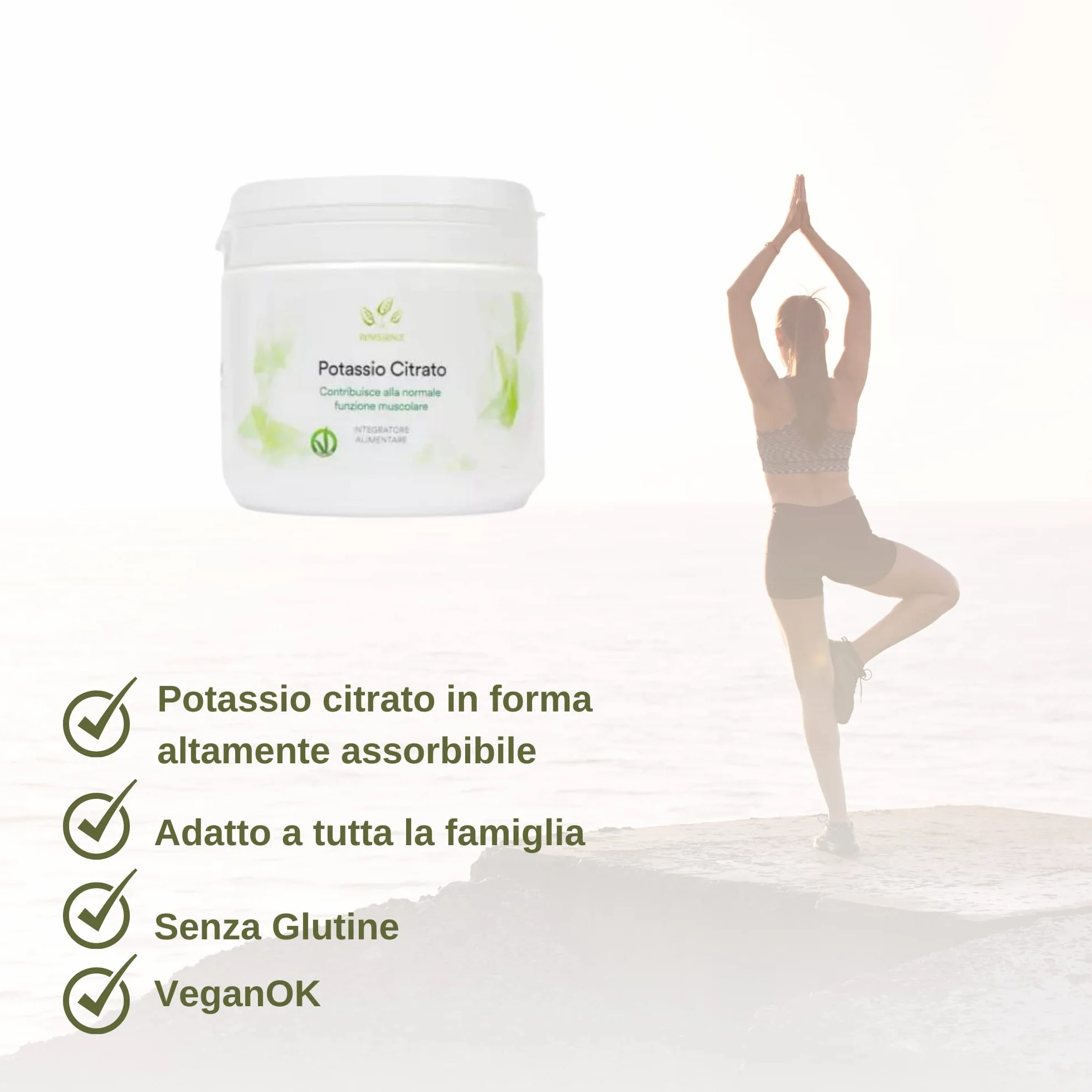 Benessence - Potassio Citrato in Polvere solubile - 500 g - 250 Giorni di Integrazione
