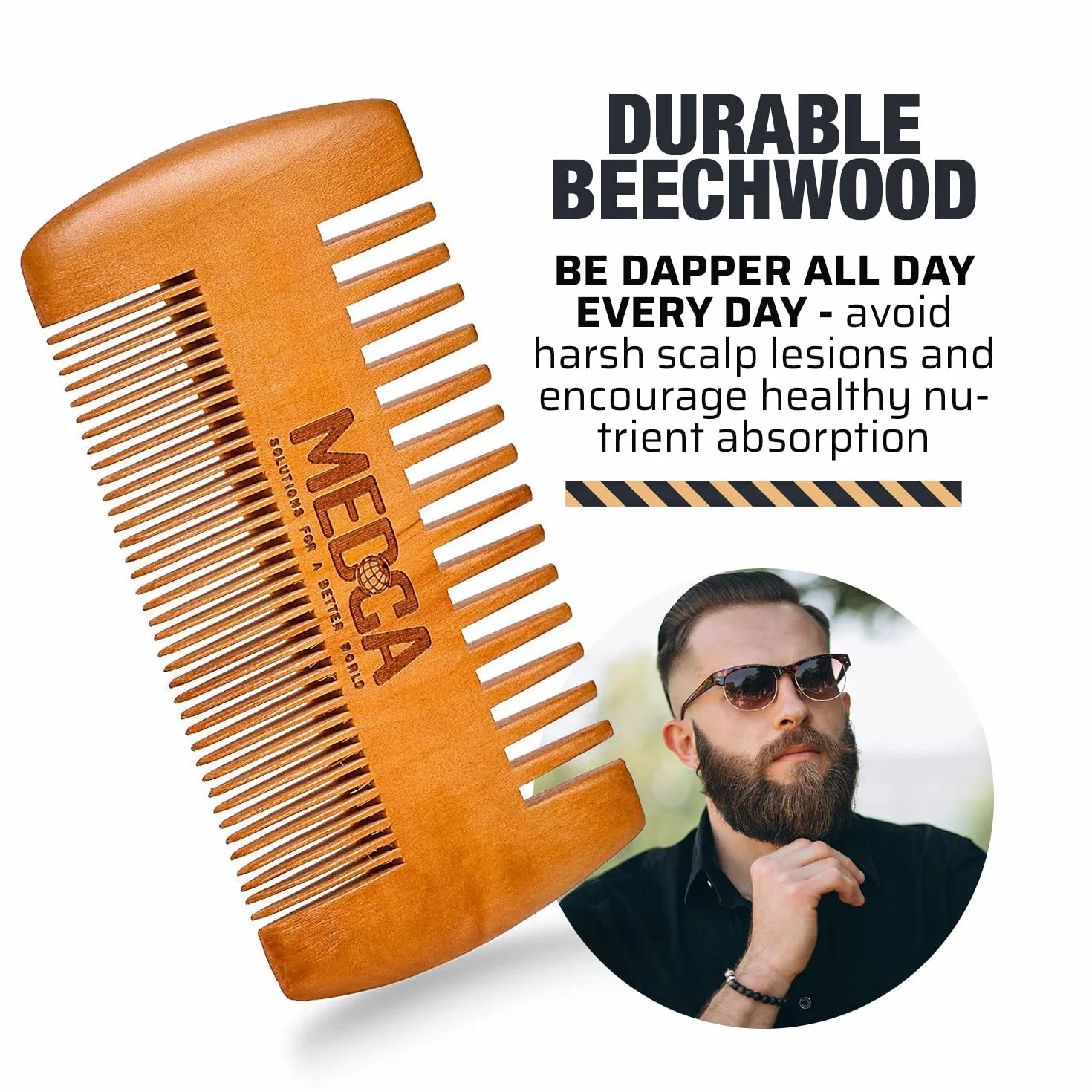 Set di barba e pettine di legno per uomini - Kit per la cura della barba e dei capelli