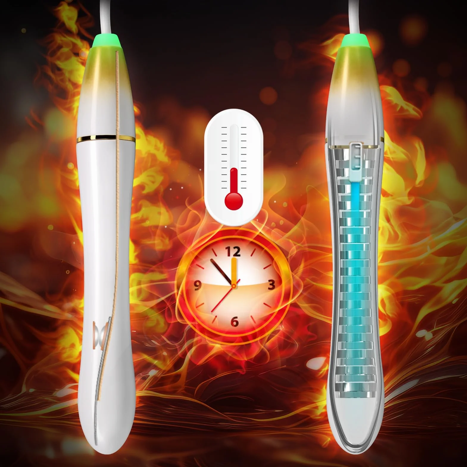 SXOVO Doppia Asta Riscaldante per Masturbatore Uomo Bastone Riscaldante per Vagina e Tunnel Anale Bastone Riscaldante USB a Temperatura Costante da 42°C Toys Sessuali per Uomini (Bianco)