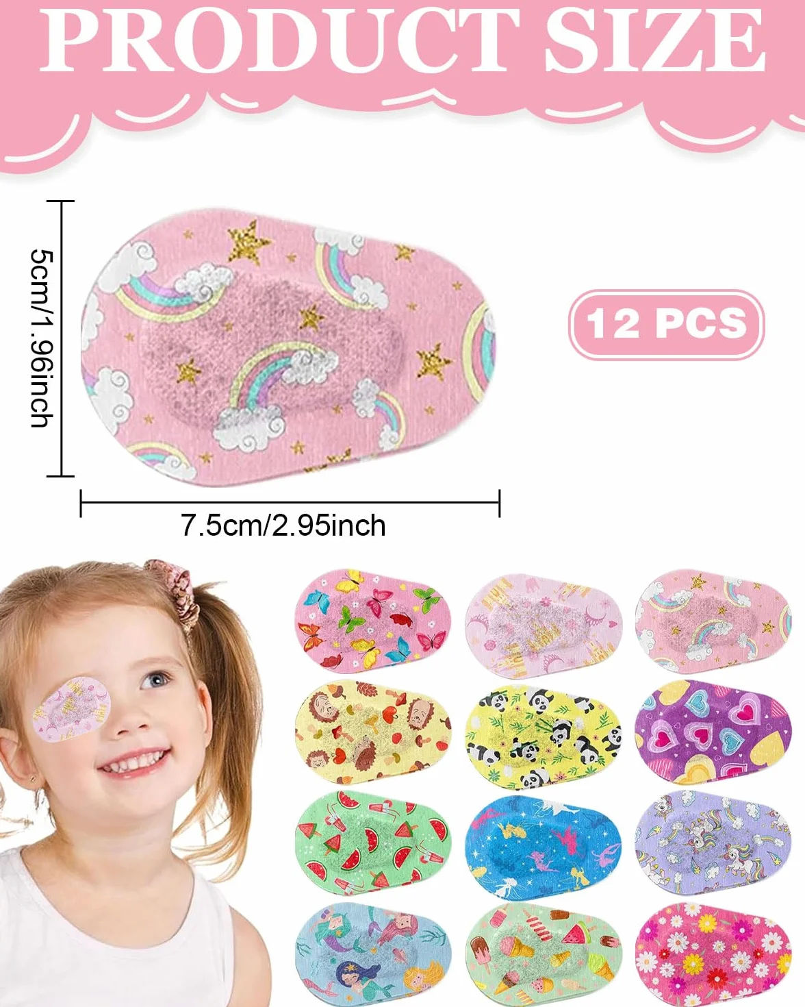 Benda Adesiva per Occhi in Cotone per Bambini 12 Pezzi