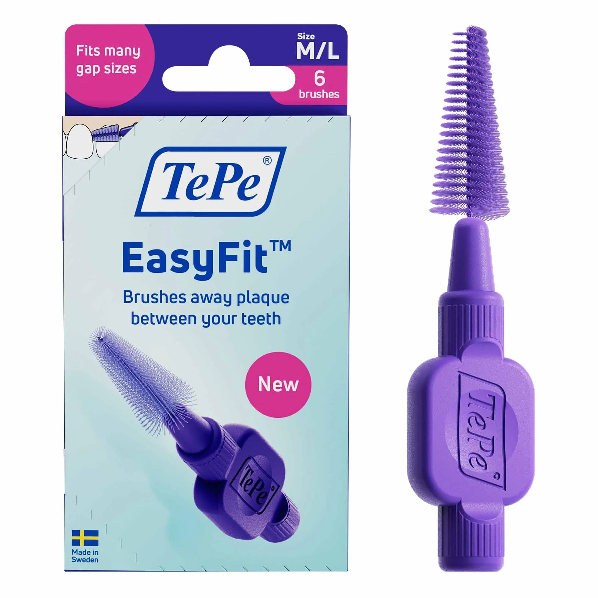 TePe EasyFit™ Viola M/L 6 pz rimozione placca spazi interdentali medi larghi