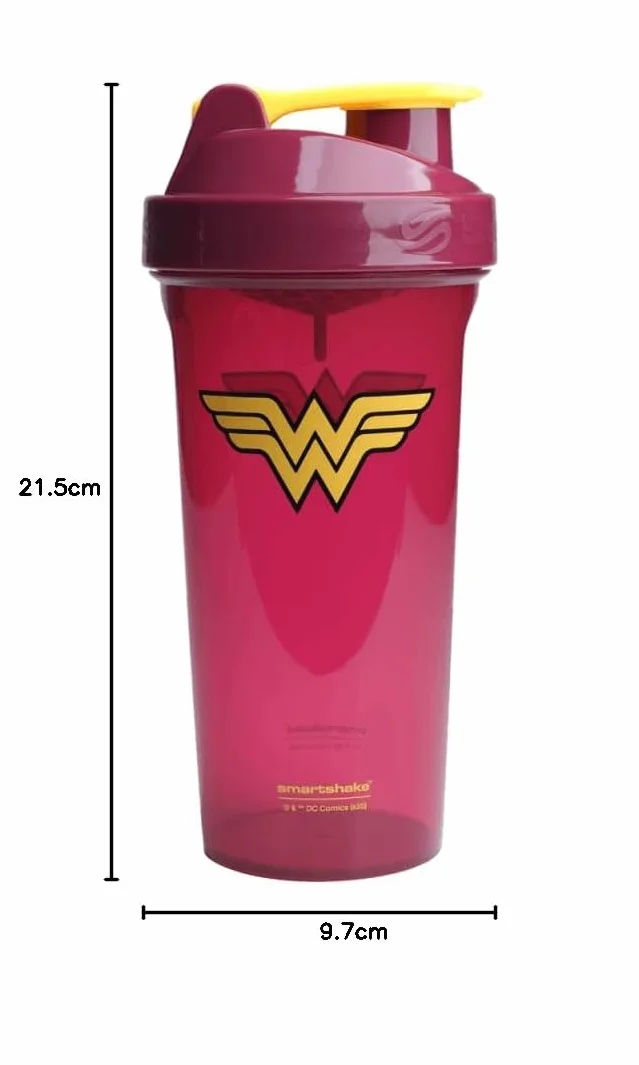 Smartshake Lite Wonder Woman Shake Bottiglie da donna 800 ml BPA Free Protein Shakes Bottiglia a tenuta stagna Donna Protein Powder Shaker Cup - Wonder Woman Gifts Justice League Accessori