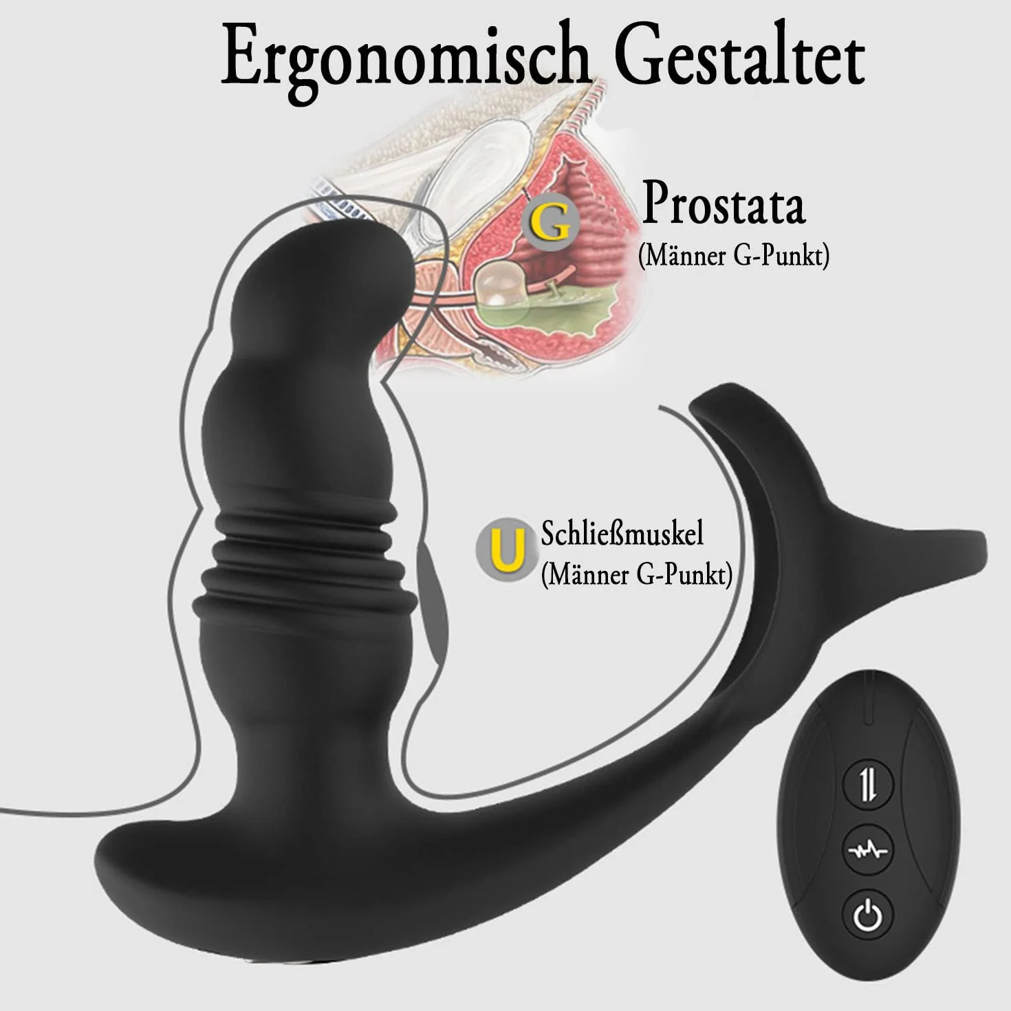3 IN 1 Vibratore Anale con Anello per Pene, Giocattoli Sessuali Anali Maschili con 10 Modalità di Spinta e Vibrazione, Giocattoli SessualiVibratore