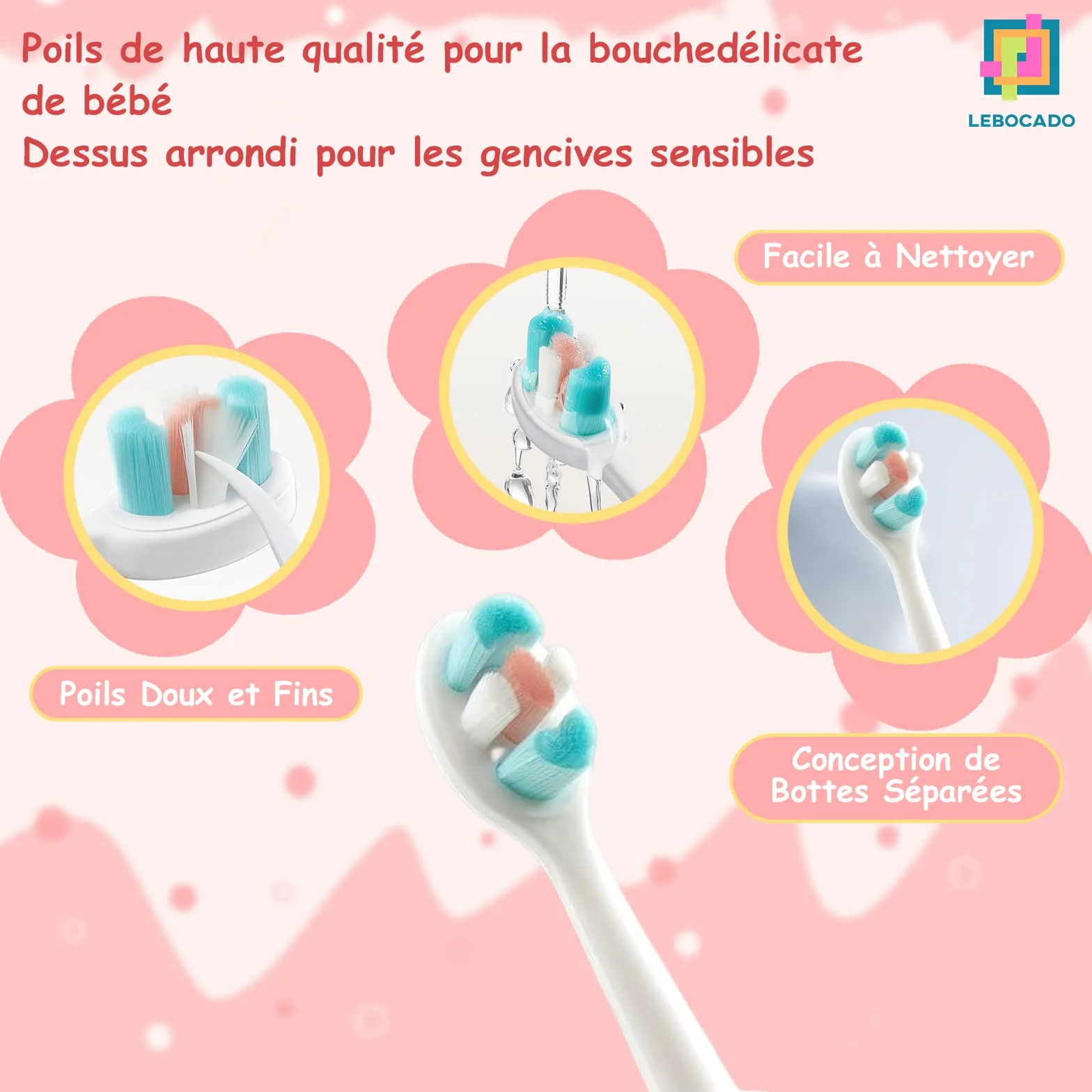 Spazzolino da denti per neonati 0-7 anni, spazzolino da denti con setole extra morbide al 100% in gel di silice di grado alimentare, con clessidra timer orologio e scatola di