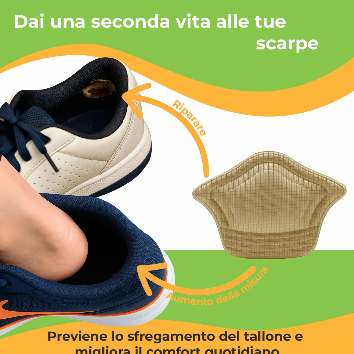 Cuscinetti Tallone Tipo Corona Nero 6 Paia Slim Feet Pro Comfort 3D Anti-Sfregamento Regolazione Scarpe Grandi