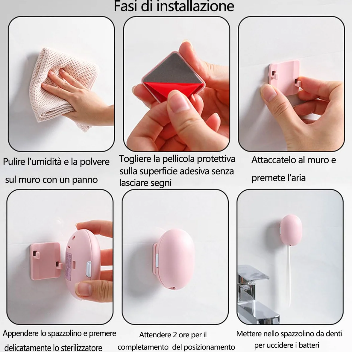 Sterilizzatore universale completamente automatico dello spazzolino da denti domestico, asciugatura UV, adatto per la piccola cura orale montata a parete per viaggi all'aperto (blu)