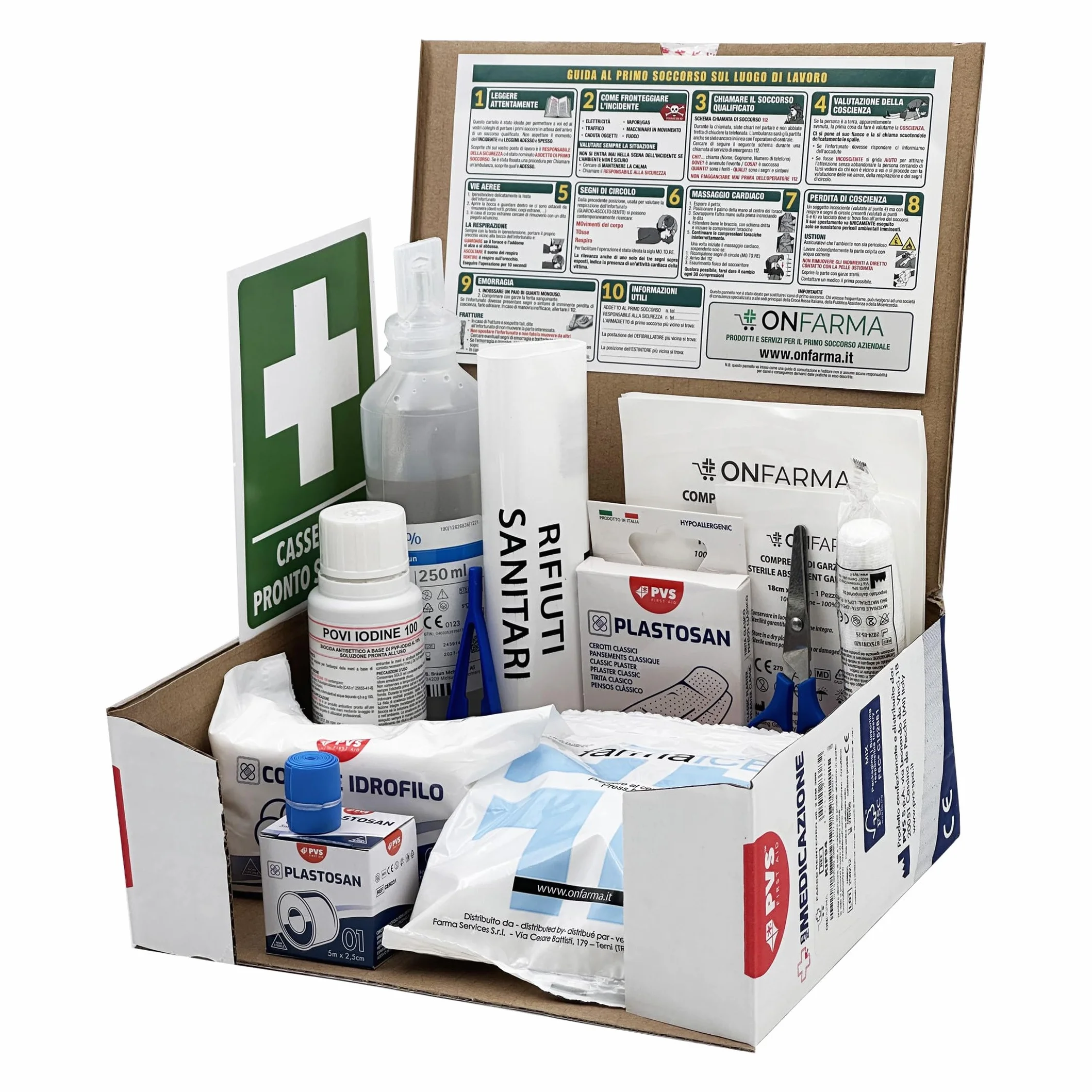ONFARMA KIT PRIMO SOCCORSO COMPLETO DM 388 allegato 2 per aziende fino 2 lavoratori