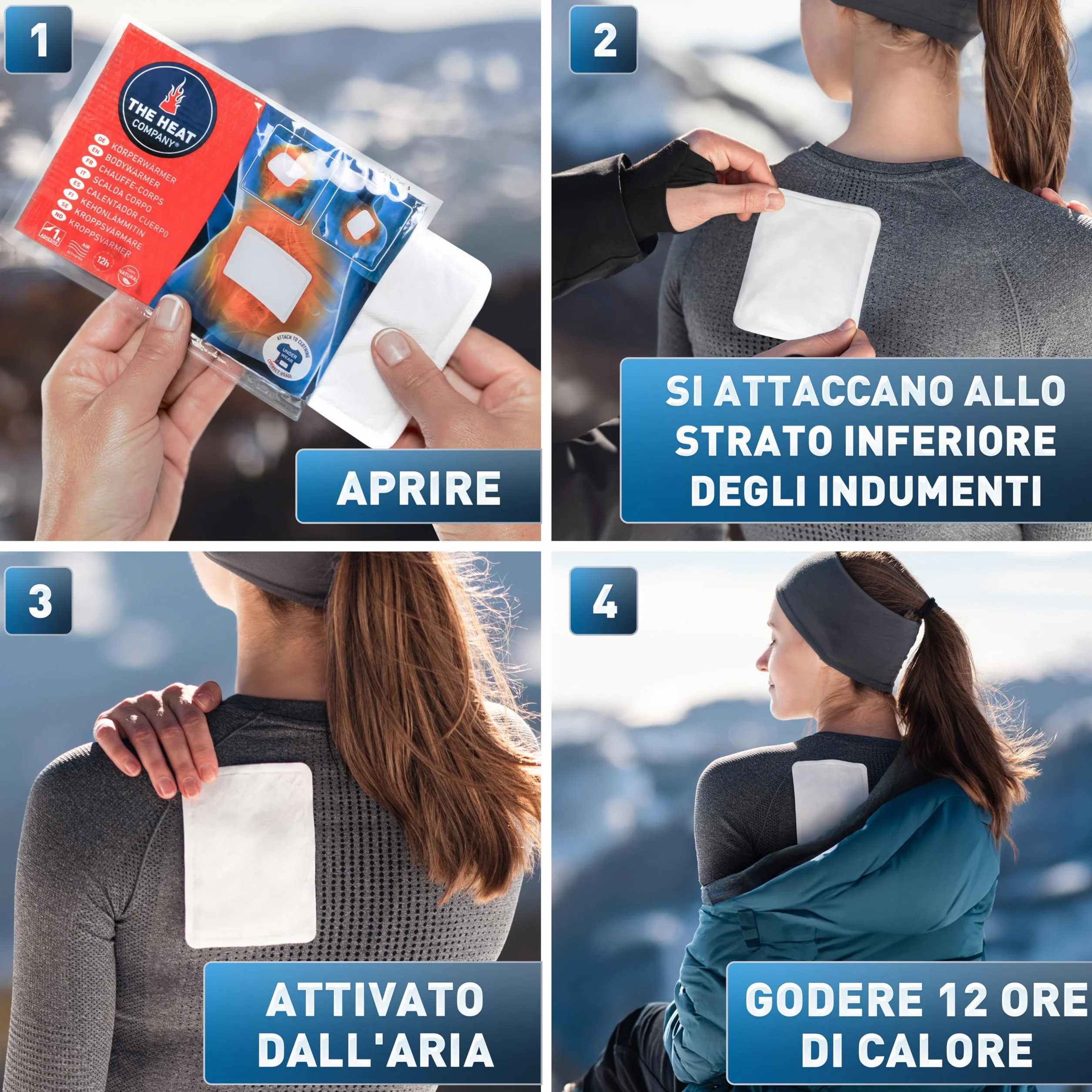 THE HEAT COMPANY Scaldacorpo 10 20 40 Pezzi Adesivo autoriscaldante Puro Naturale 12 Ore Calore