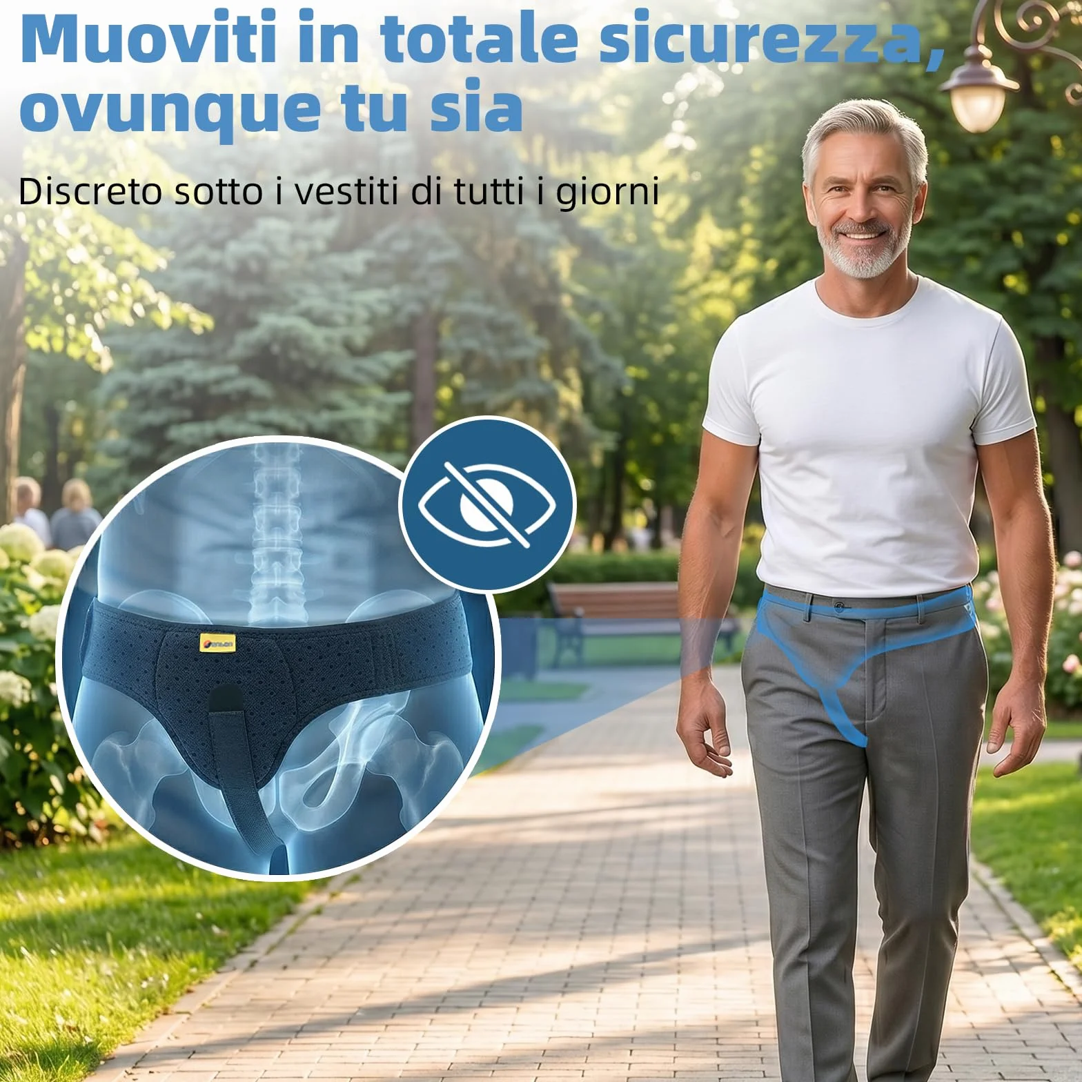 Tenbon Cintura per ernia per uomini e donne Cintura per ernia regolabile flessibile Supporto per ernia Sollievo dal dolore con cuscinetti di compressione rimovibili Ernia sinistra e destra (L, Black)