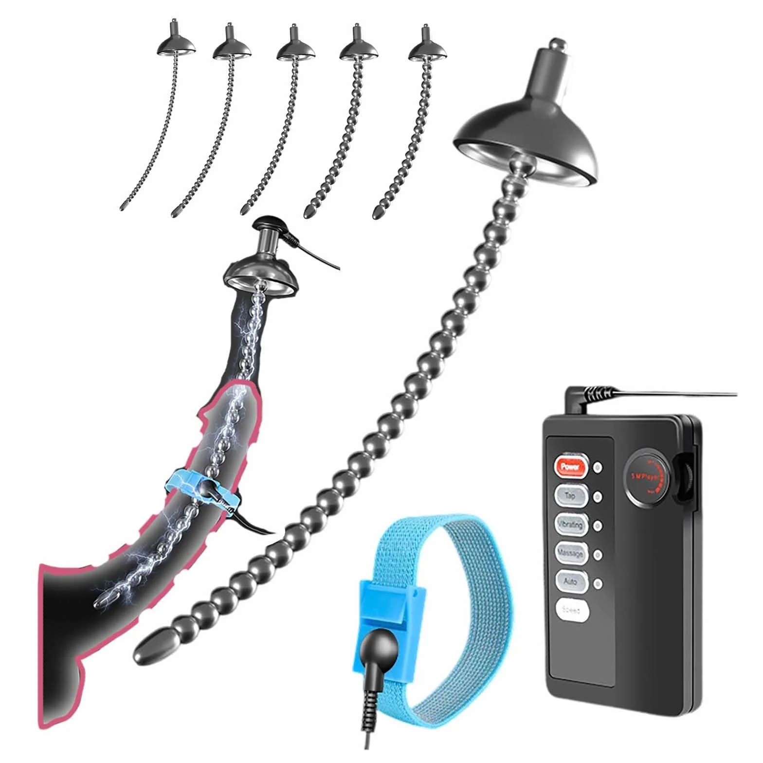 Asta sonora in acciaio inossidabile con copertura, anello di allenamento e controller, set di allenamento con perline speciali per uomo -D39IT (8mm)
