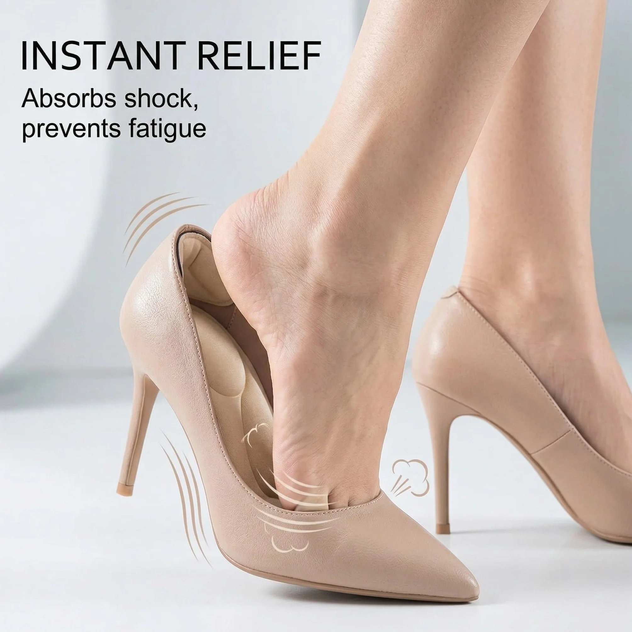 Solette per Scarpe Grandi Riduttore Numero Memory Foam 2-in-1 con Salva Tallone, 2 Modelli Punta Tonda e Appuntita, Nero e Carne