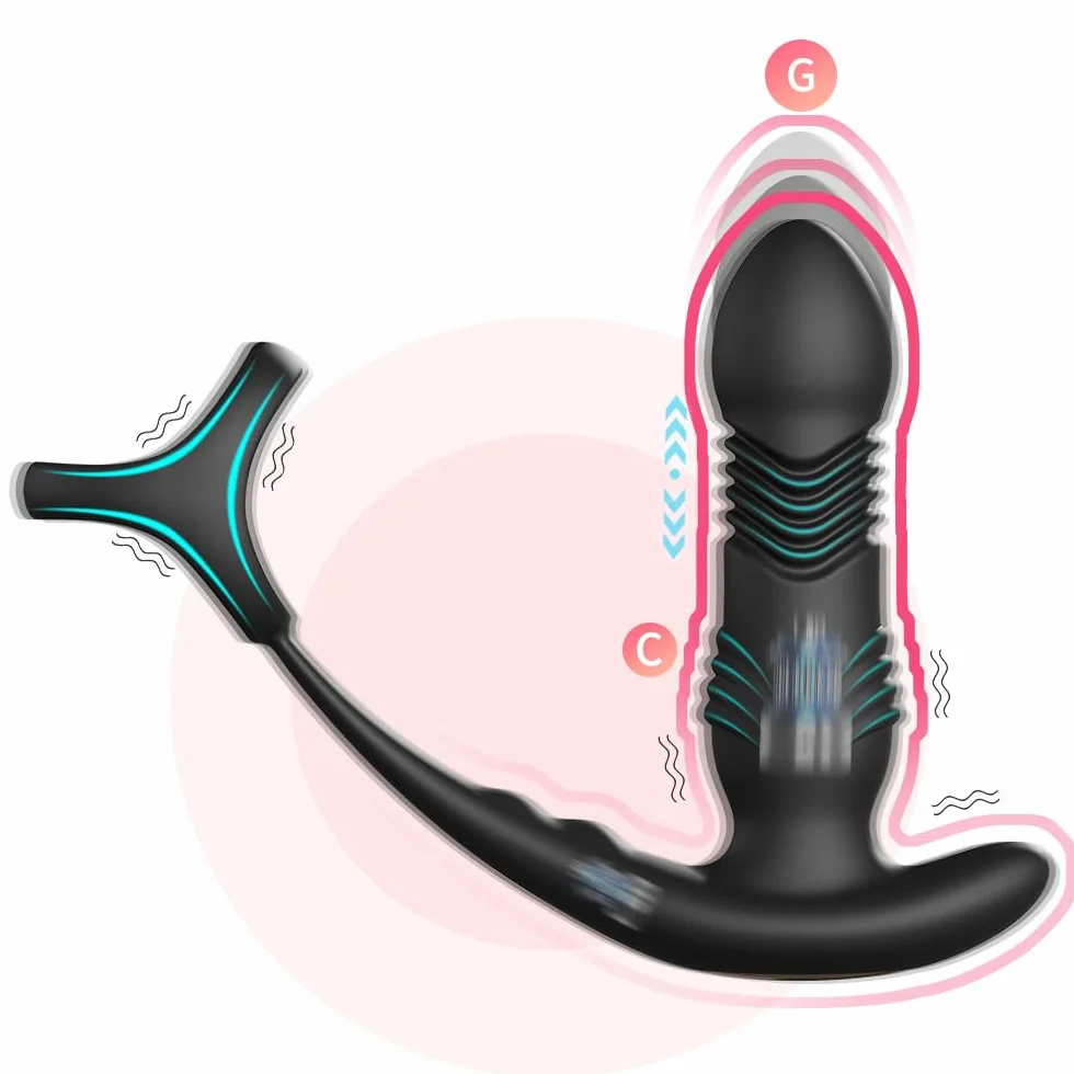 Vibratori anali per uomo, massaggiatore prostata, con 10 vibrazioni, vibratori anali per uomo, funzione d'urto, stimolazione prostatica, vibrazioni prostatiche, uomini con anello per pene