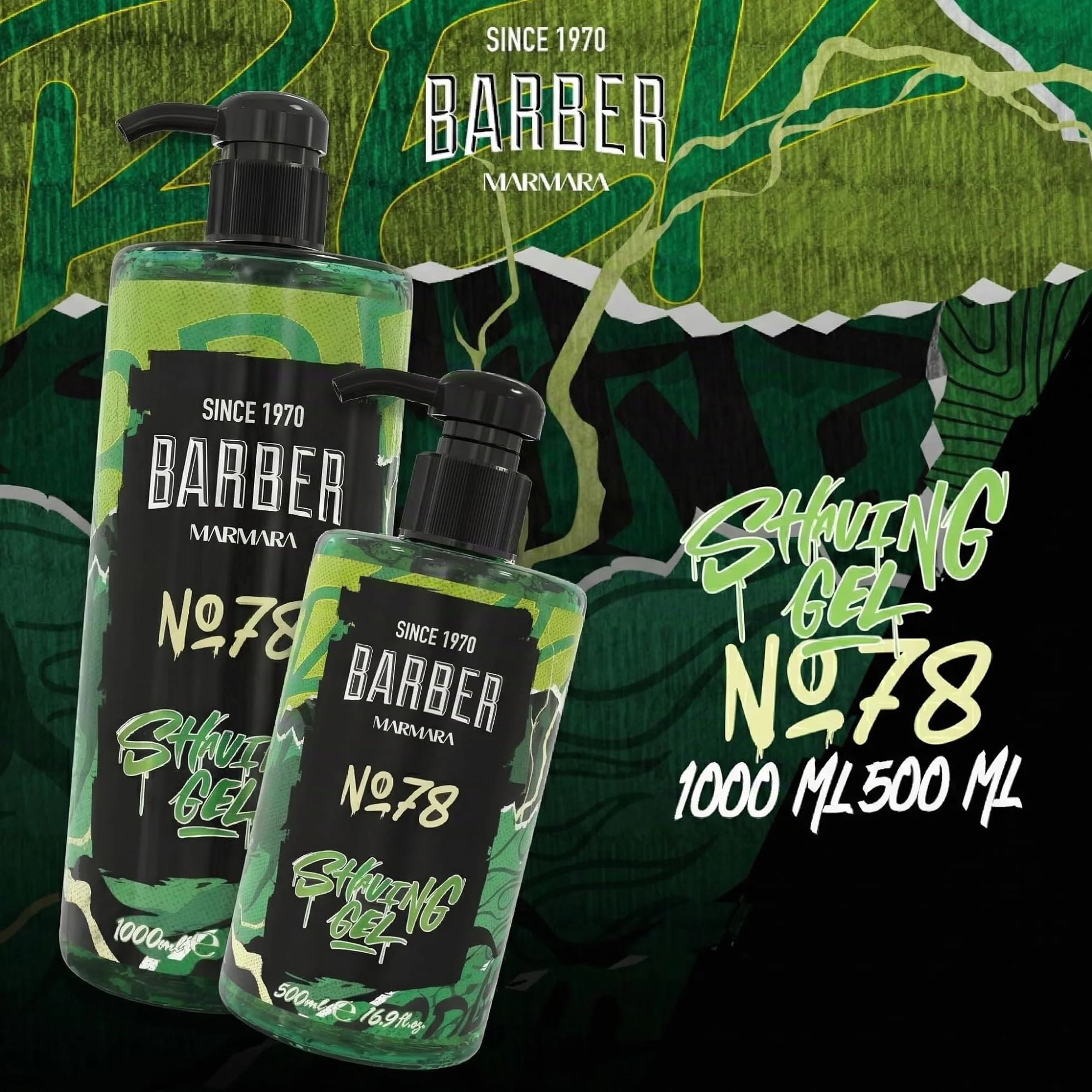 barber marmara Gel da barba da uomo n. 78 - Gel da barba trasparente da 1000 ml - Shaving Gel Men - rasatura precisa dei contorni della barba - non schiuma,raffredda la pelle