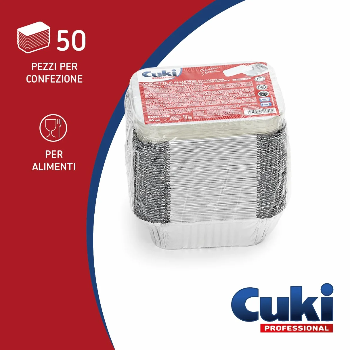 Vaschette in alluminio rettangolari con coperchi 1 porzione 14,5x12x4 cm 50 pezzi monouso forno microonde