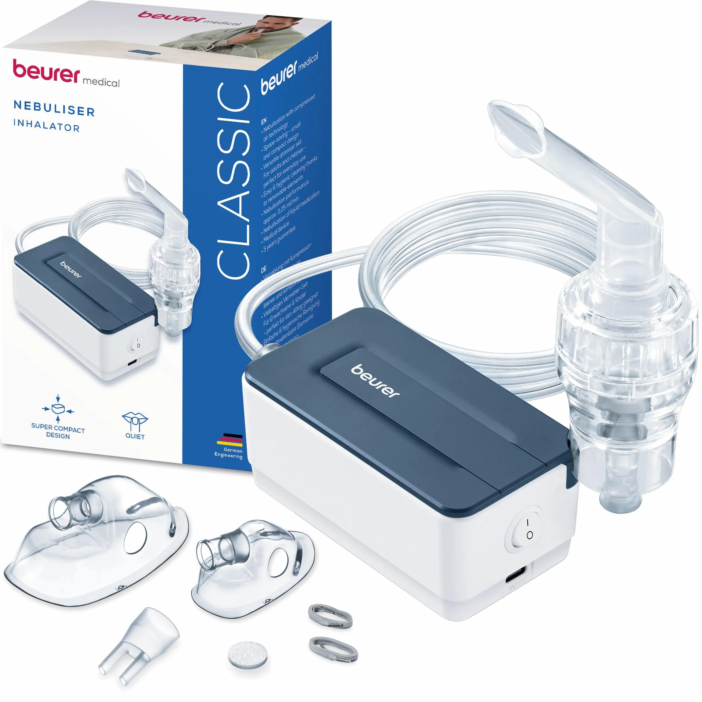 Beurer IH 15 Nebulizzatore Aerosol Compressore Compatto Leggero Uso Quotidiano Facile Veloce Viaggio