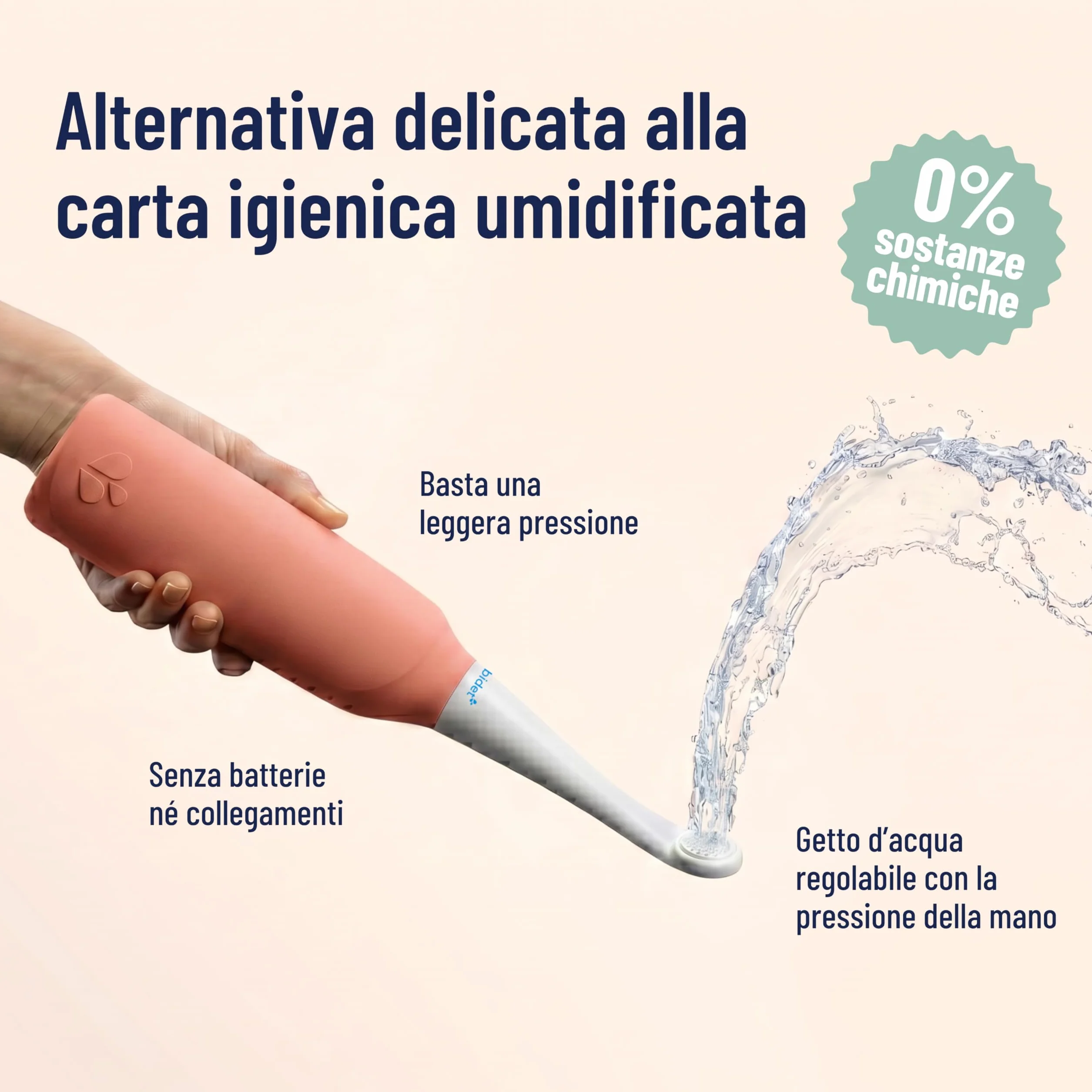 Doccia intima per glutei 0% chimica 100% acqua sostenibile senza batterie