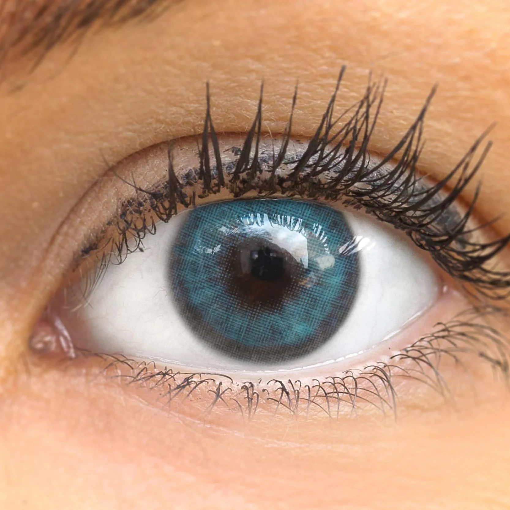 GLAMLENS Lenti a Contatto Colorate Blu (Lugo Blue) - Silicone Idrogel Naturali Grigio - 2 Pezzi - DIA 14,00 - Senza Correzione 0.00 Diottrie