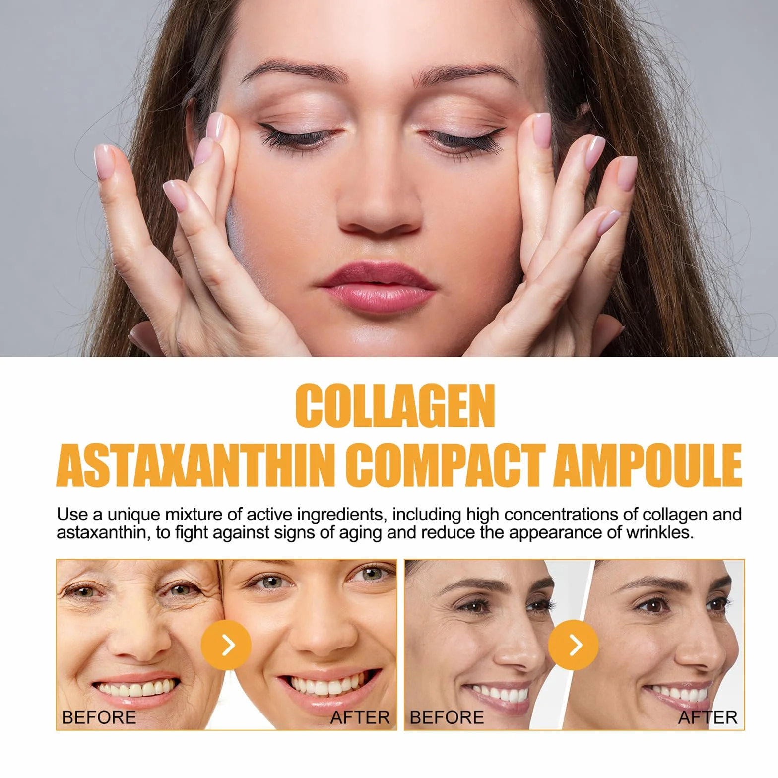 Siero Viso All'astaxantina 30ml Fiale Ultra-Idratanti Intense Cura Del Viso Rimpolpante Levigante