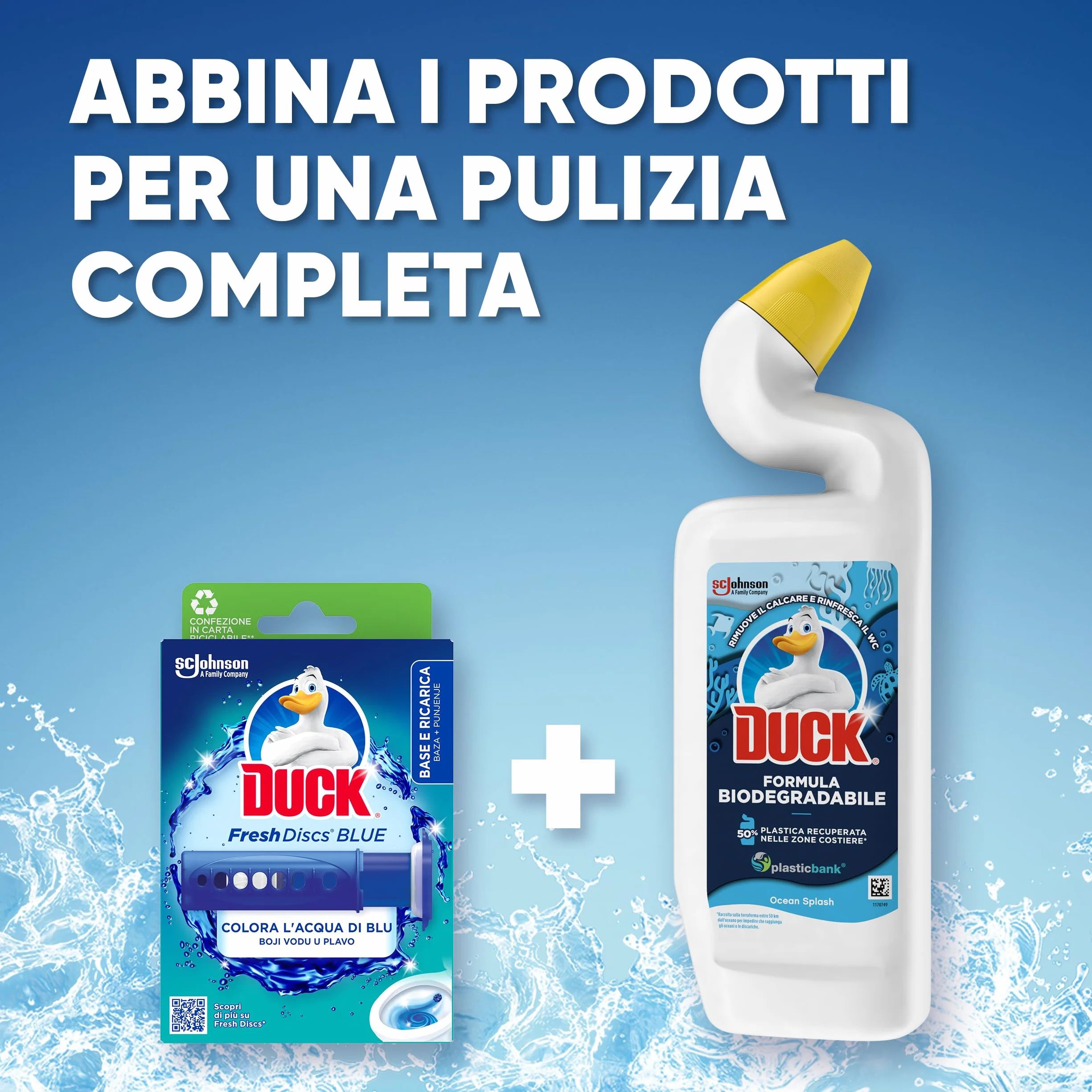 Duck Fresh Discs Blue- Base per Dischi Gel Igienizzanti WC, Colora l'acqua di blu ad ogni risciacquo - Confezione da 1 Applicatore e 6 Dischetti