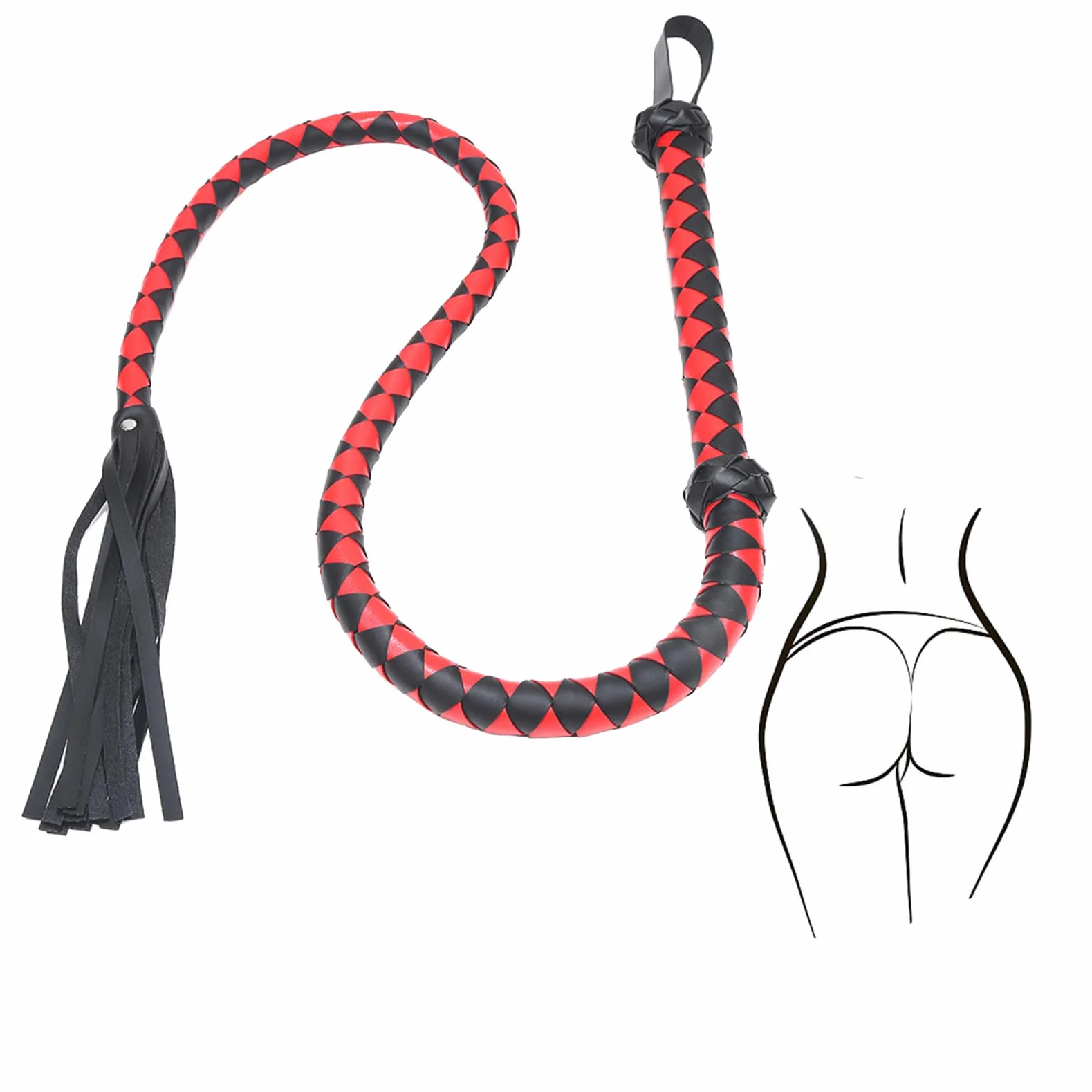 SM Frusta in Pelle Extra Lungo 143cm Rosso Flogger BDSM Giocattoli Sessuali per Coppie