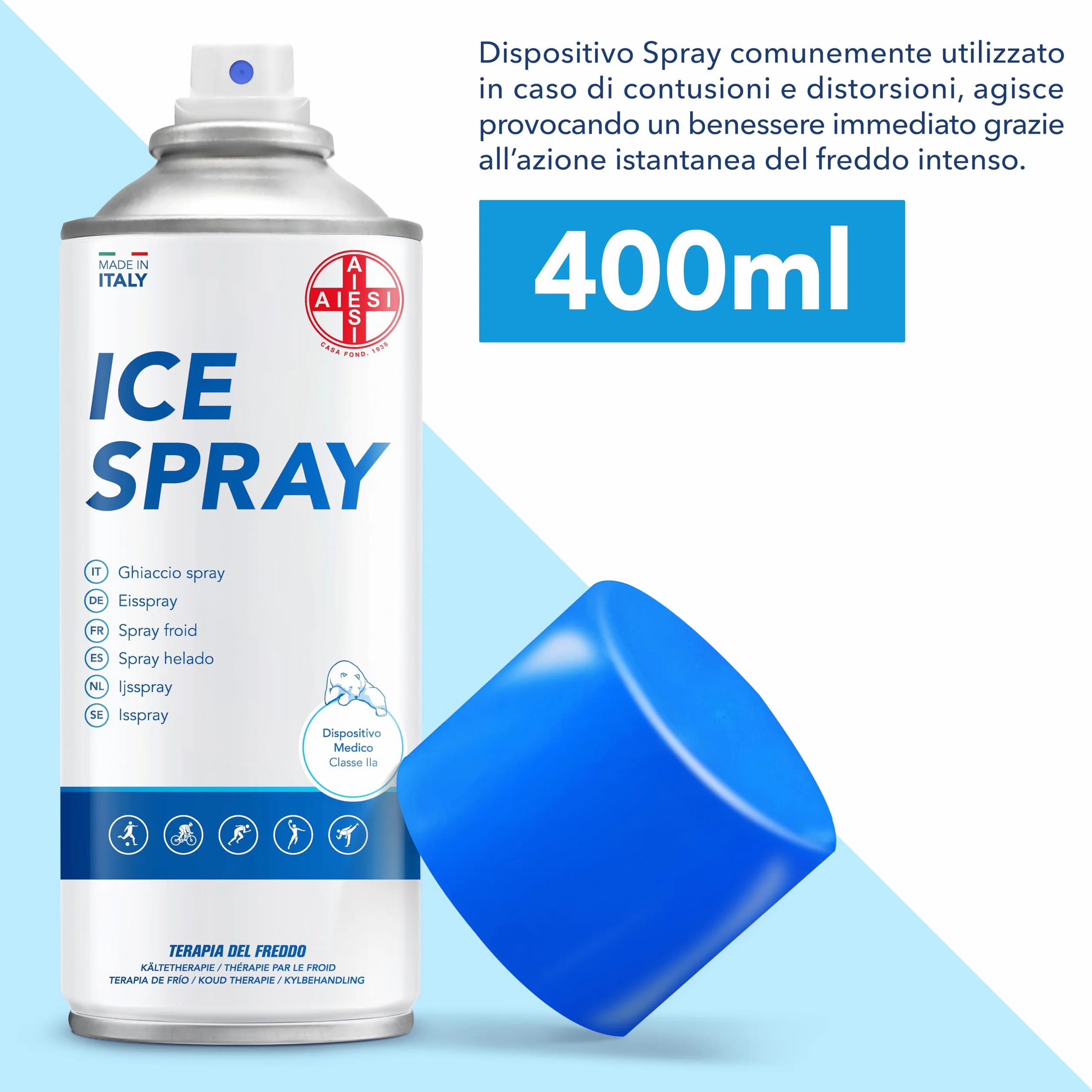 AIESI Ghiaccio Spray sport 6x400 ml al mentolo ICE SPRAY Made in Italy