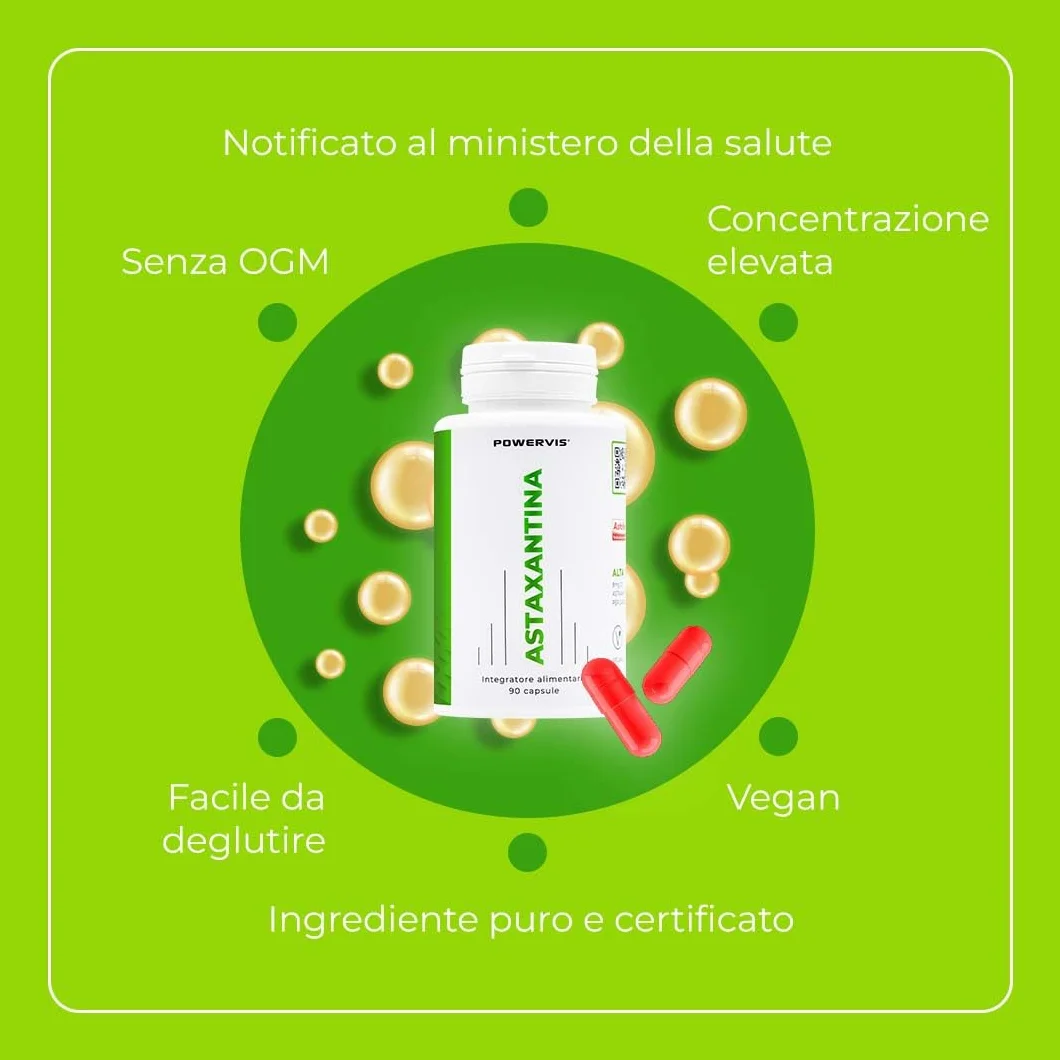 Astaxantina pura Certificata AstaReal® 8mg 90 capsule - Naturale Vegan OGM free