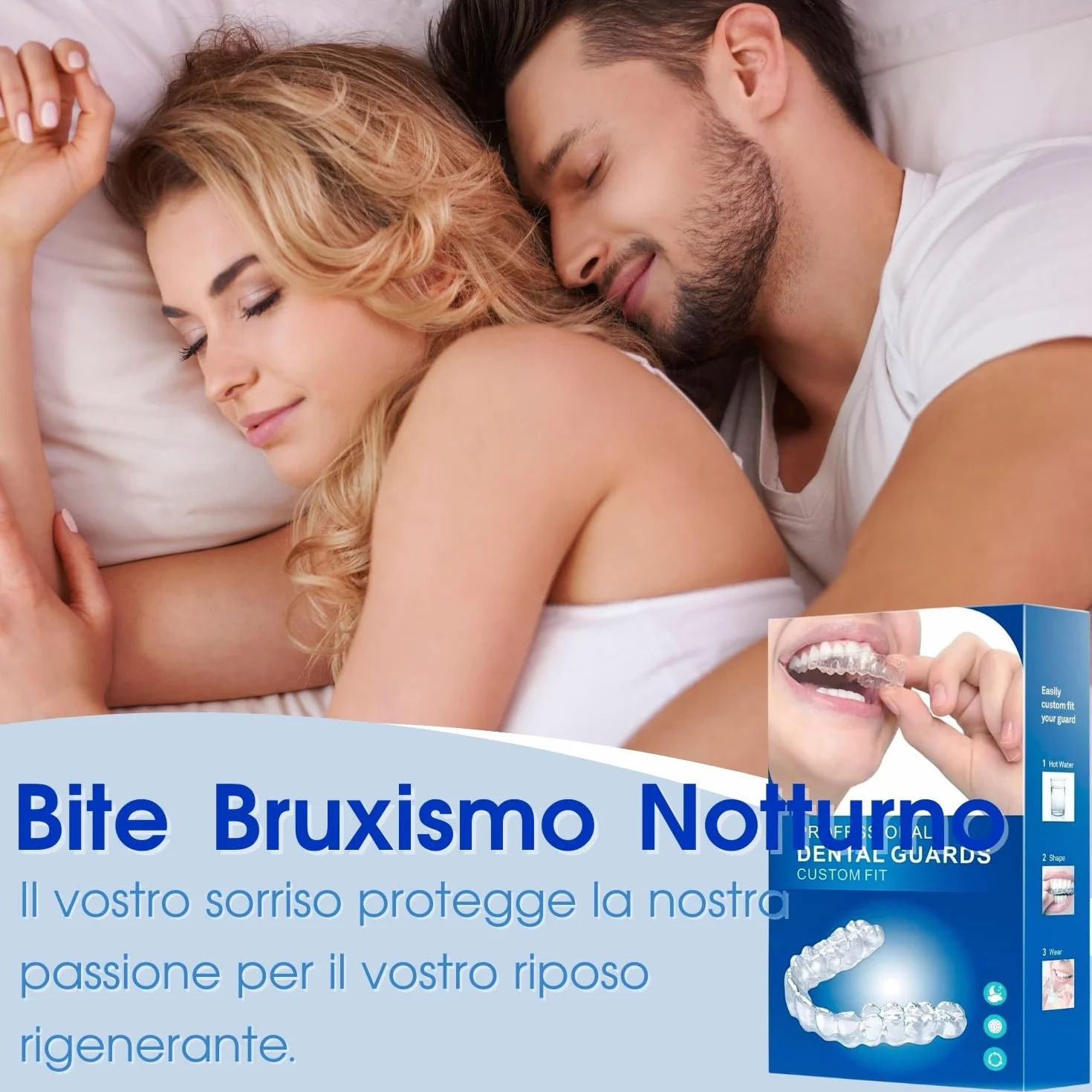Bite Bruxismo Notturno Anti-Bruxismo Protettori Buccali 4 Pezzi 2 Taglie Scatola di Stoccaggio Dispositivo Bucale Adattabile Ridurre Rechinar Denti