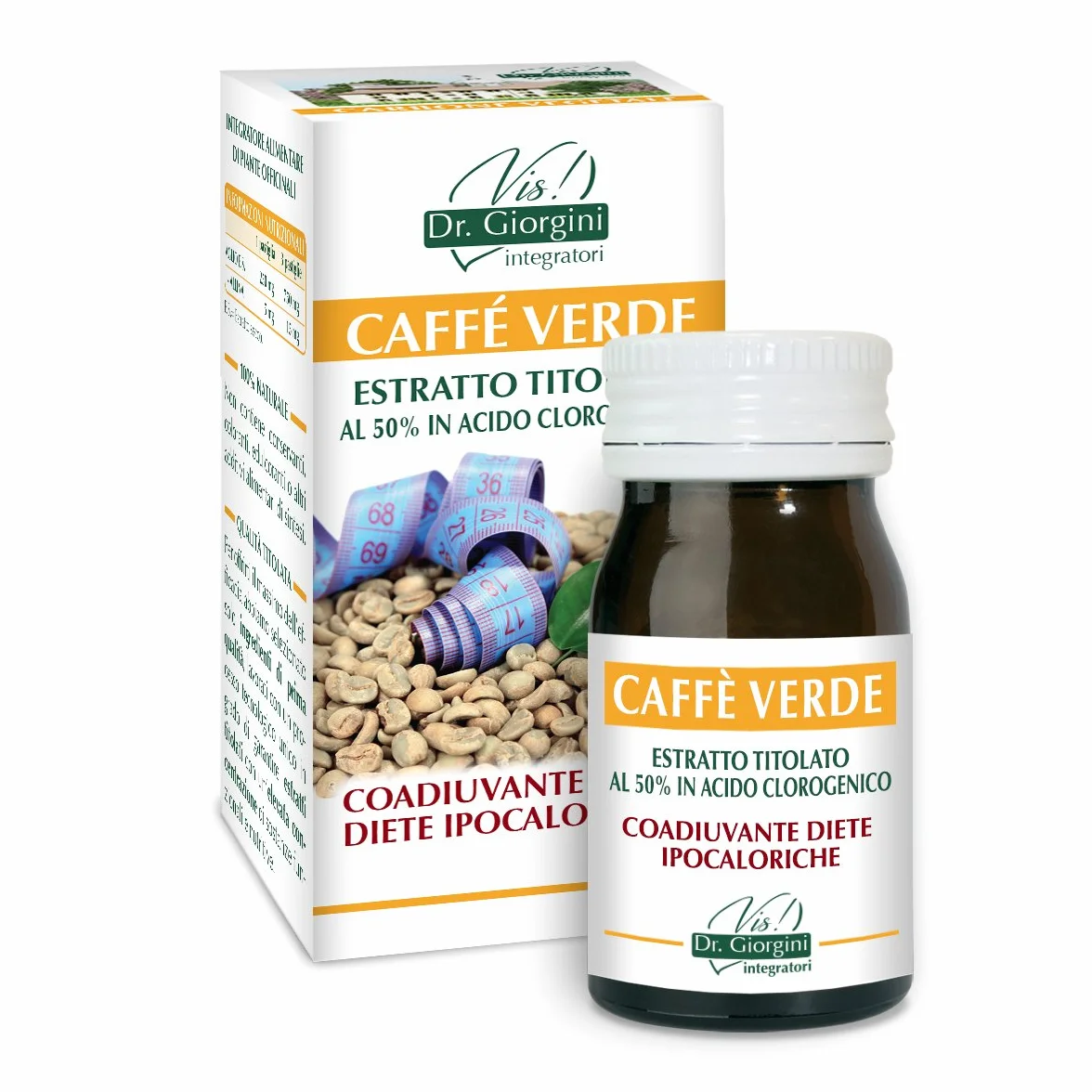 Dr Giorgini Integratore Alimentare Caffè Verde Estratto Titolato 50% Acido Clorogenico Pastiglie 30 g