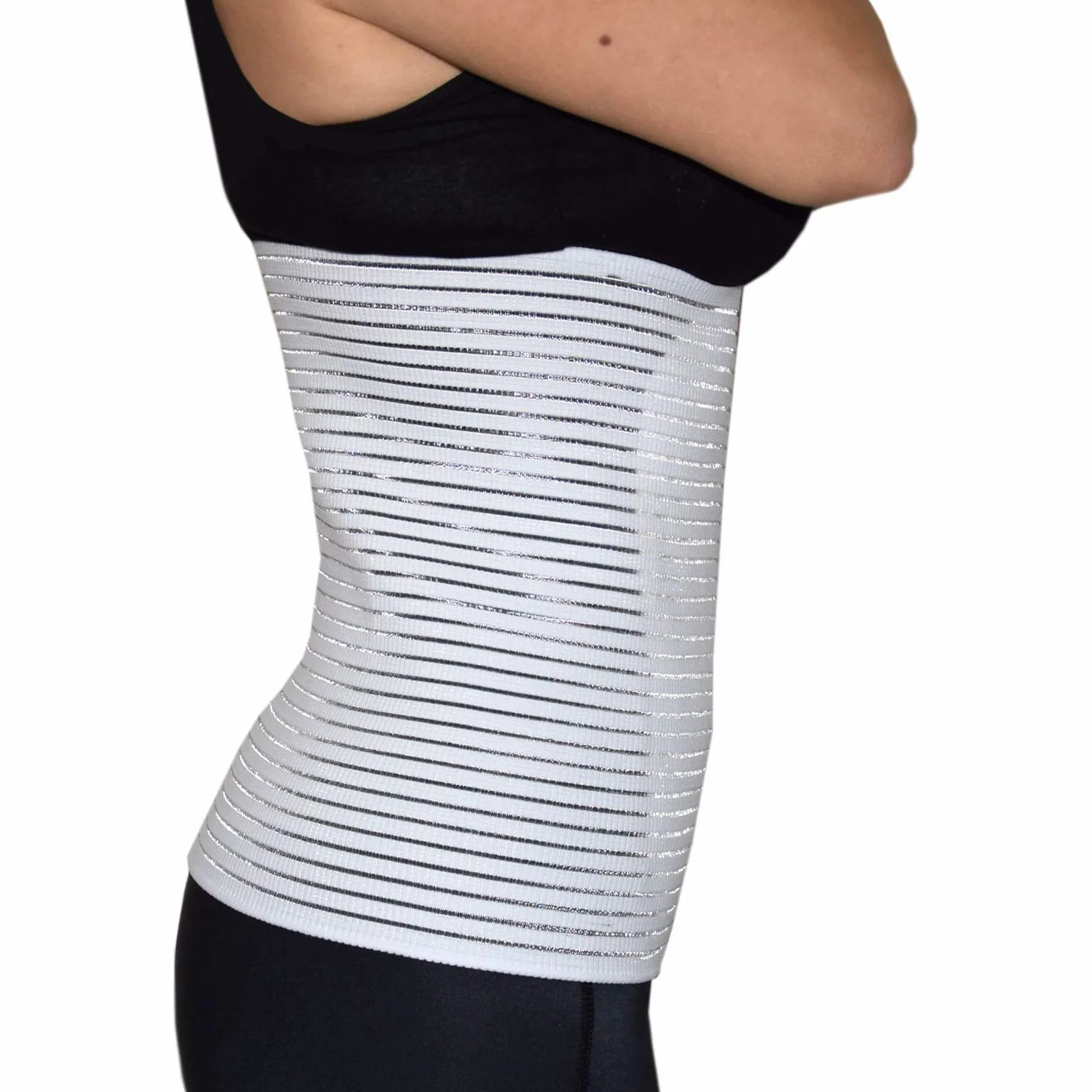 Fascia addominale Post operatoria Unisex contenitiva parto operazione Allevia mal di schiena chiusura a strappo regolabile H 28 Bianco L