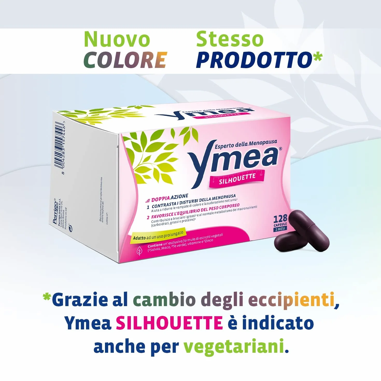 Ymea Silhouette Esperto della Menopausa, Integratore Alimentare, Favorisce l'Equilibrio del Peso Corporeo, 128 Capsule