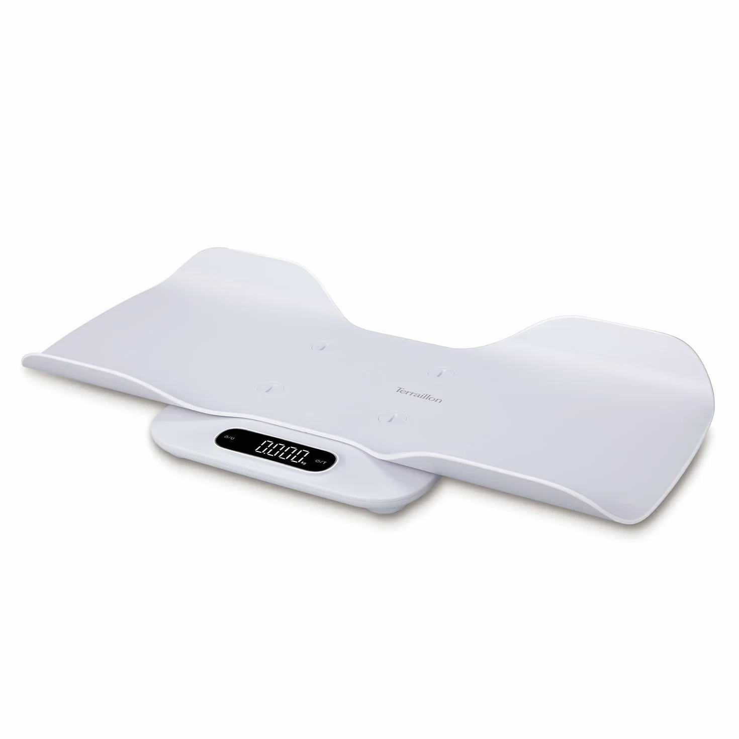 TERRAILLON BABY FIT Pesa Bambino 2 in 1 Elettronica Navicella Staccabile Confronto Peso Blocco Bambino Gradazione 5-10-15 g Capacità 180 kg Bianco
