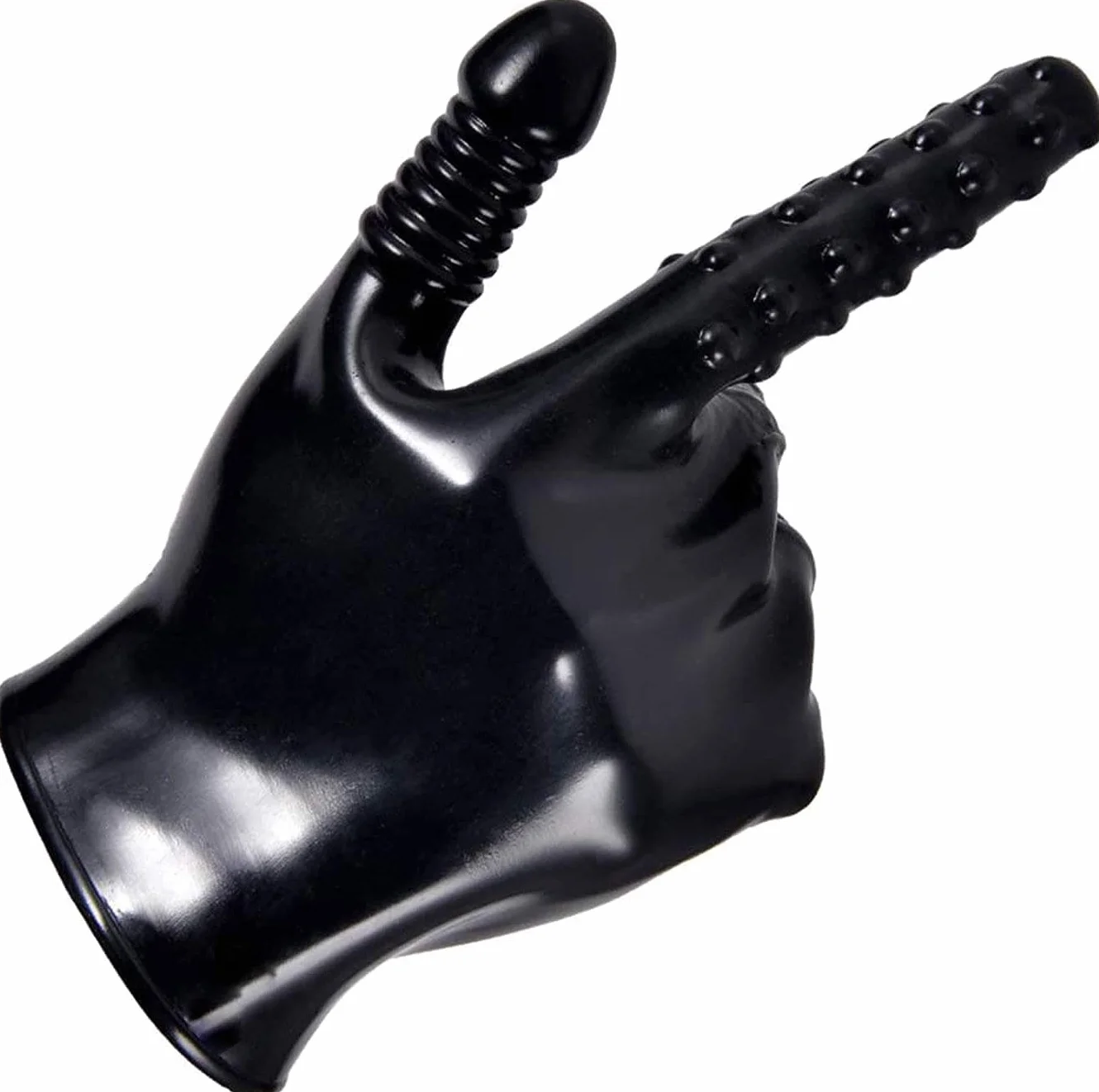 Vibratore per dita medie, dildo vibrante, guanti per masturbazione, impermeabili, in lattice, fetish, guanti multifunzione (1 guanto per la mano destra)