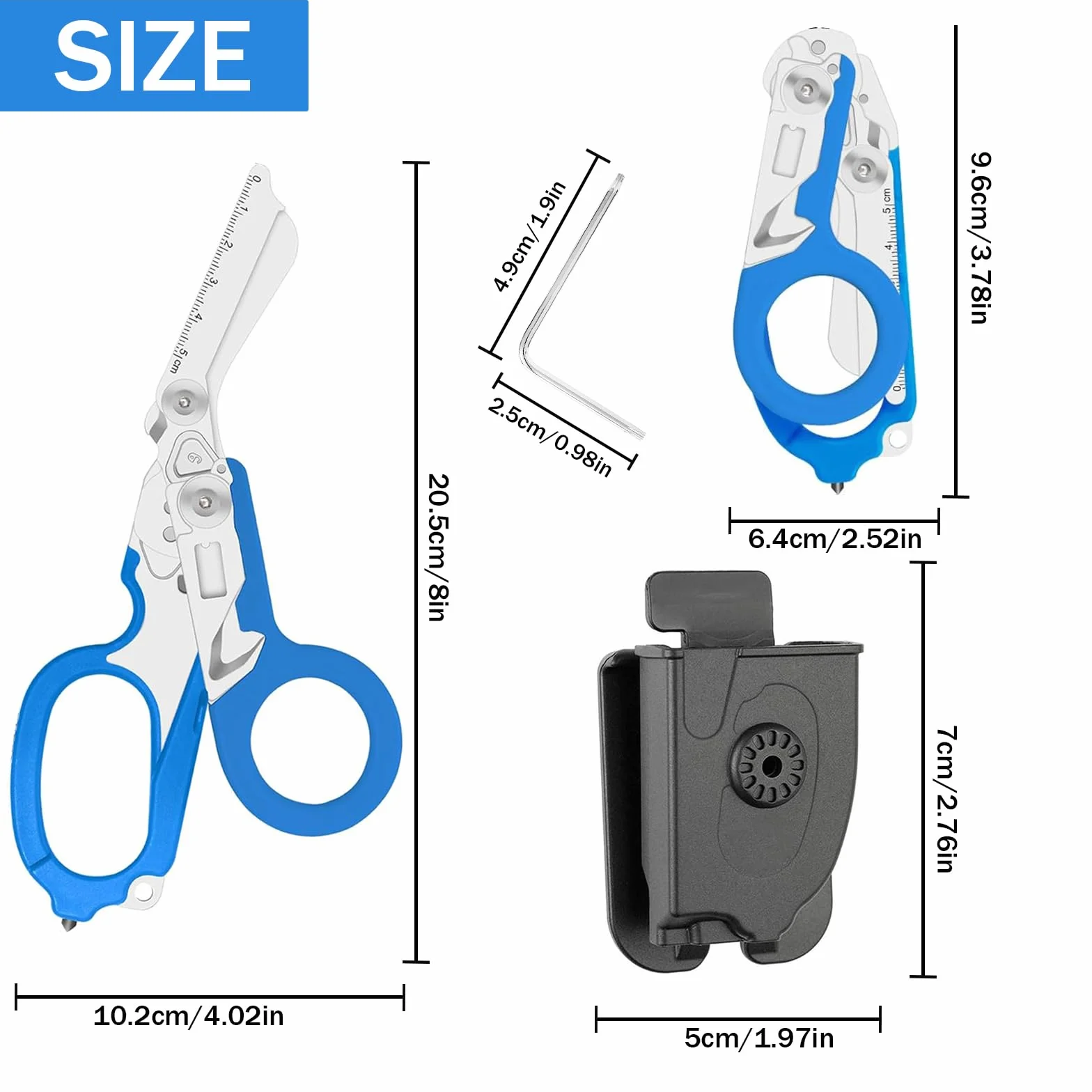 Forbici Trauma Pieghevoli Multi-Funzione 6 in 1 con Fondina per Soccorso