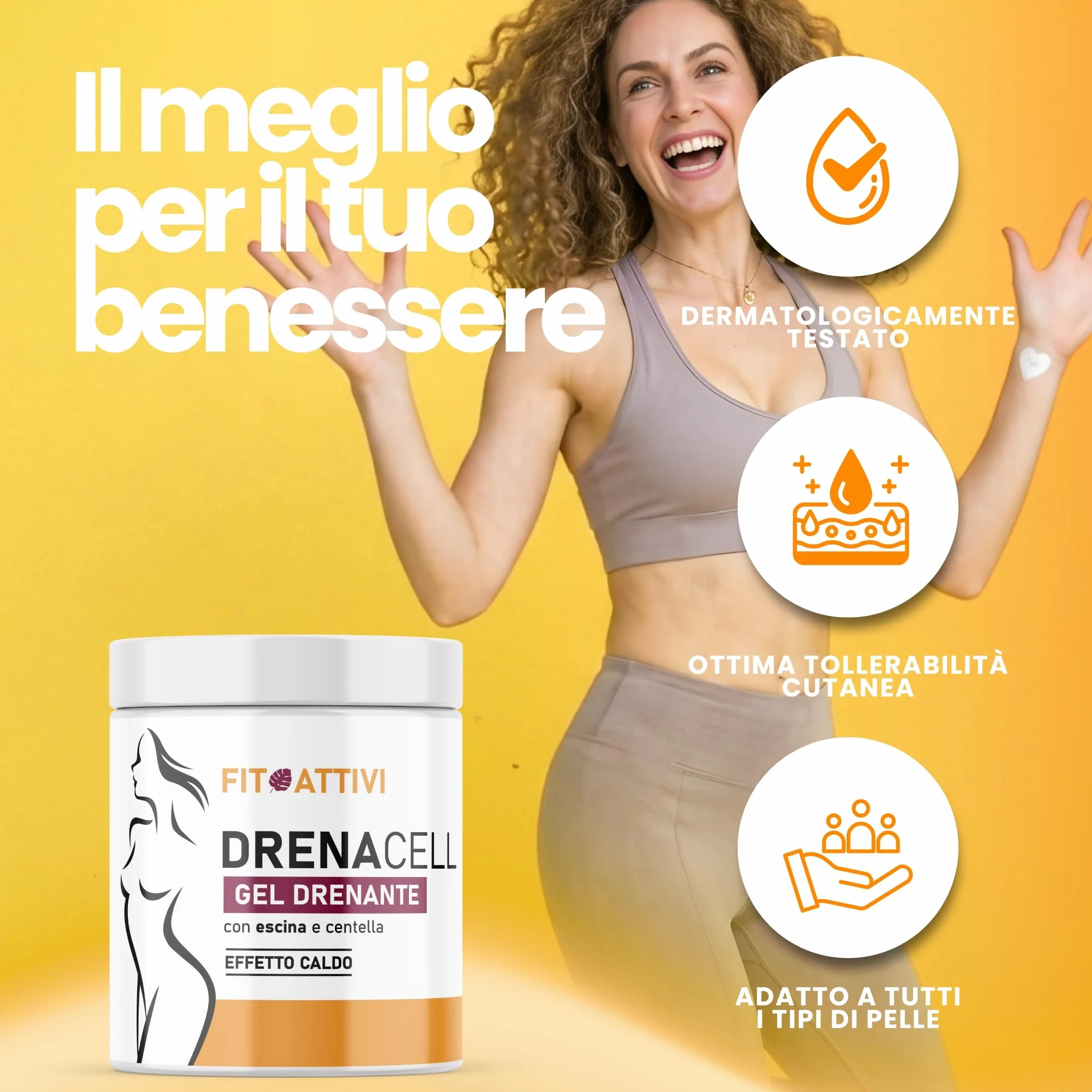 Crema Anticellulite Forte 550ml Drenante Gambe Fianchi Addome Effetto Caldo Escina Centella Asiatica Made in Italy