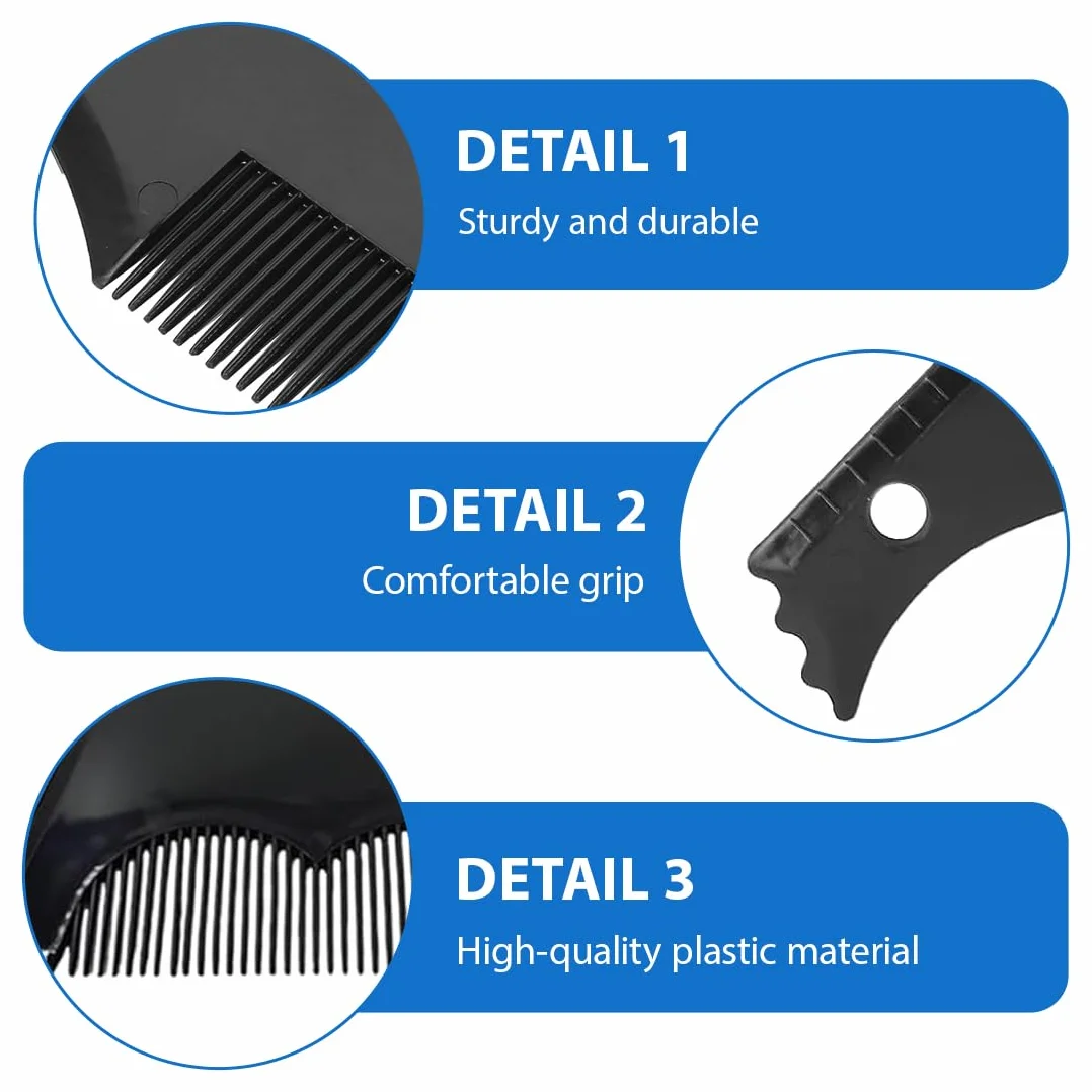 Stencil Pettine per Barba Uomo 2 Pezzi, Strumenti per Modellazione Capelli, Nero
