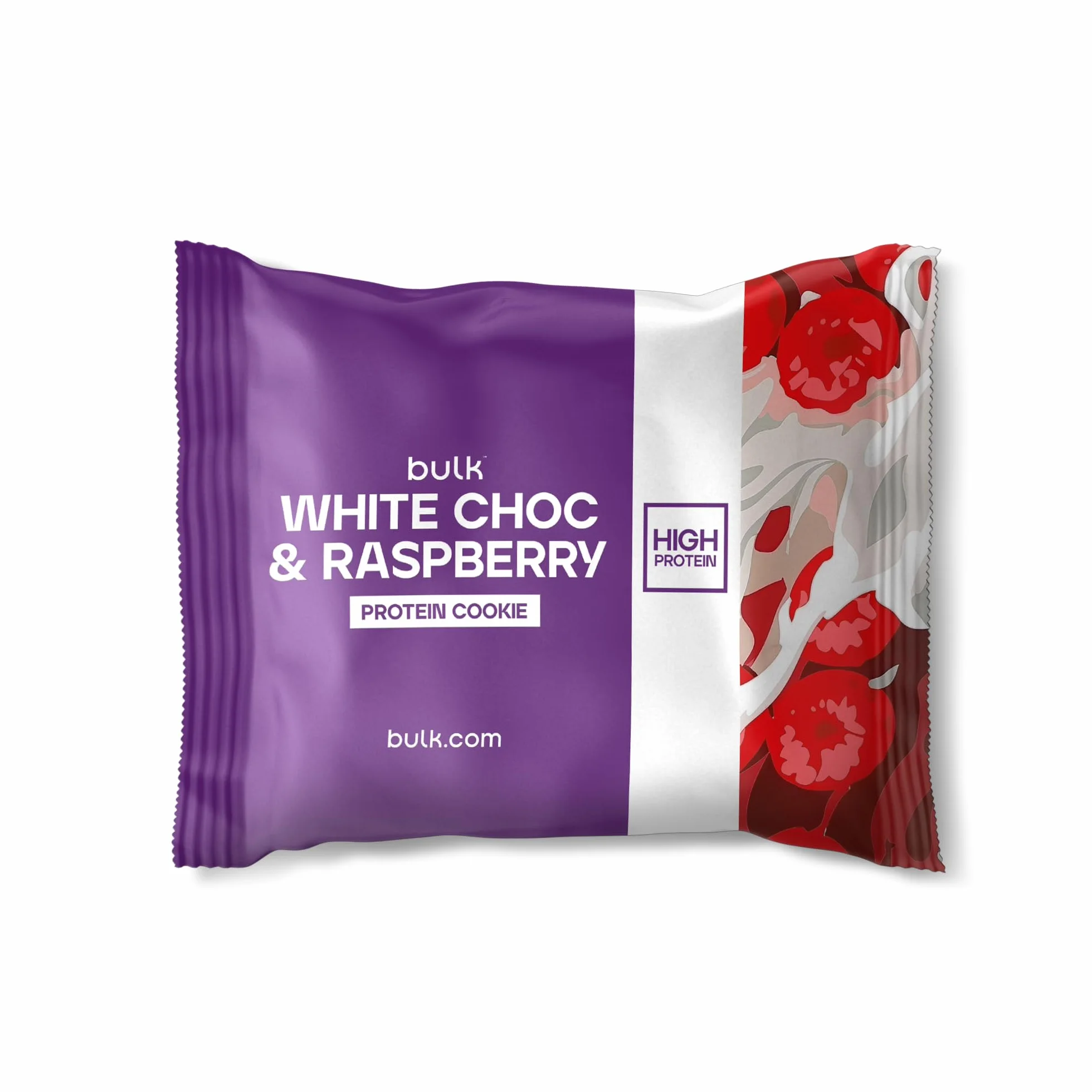 Bulk Biscotti sfusi ad alto contenuto proteico, cioccolato bianco e lampone, 75 g, confezione da 12, la confezione può variare