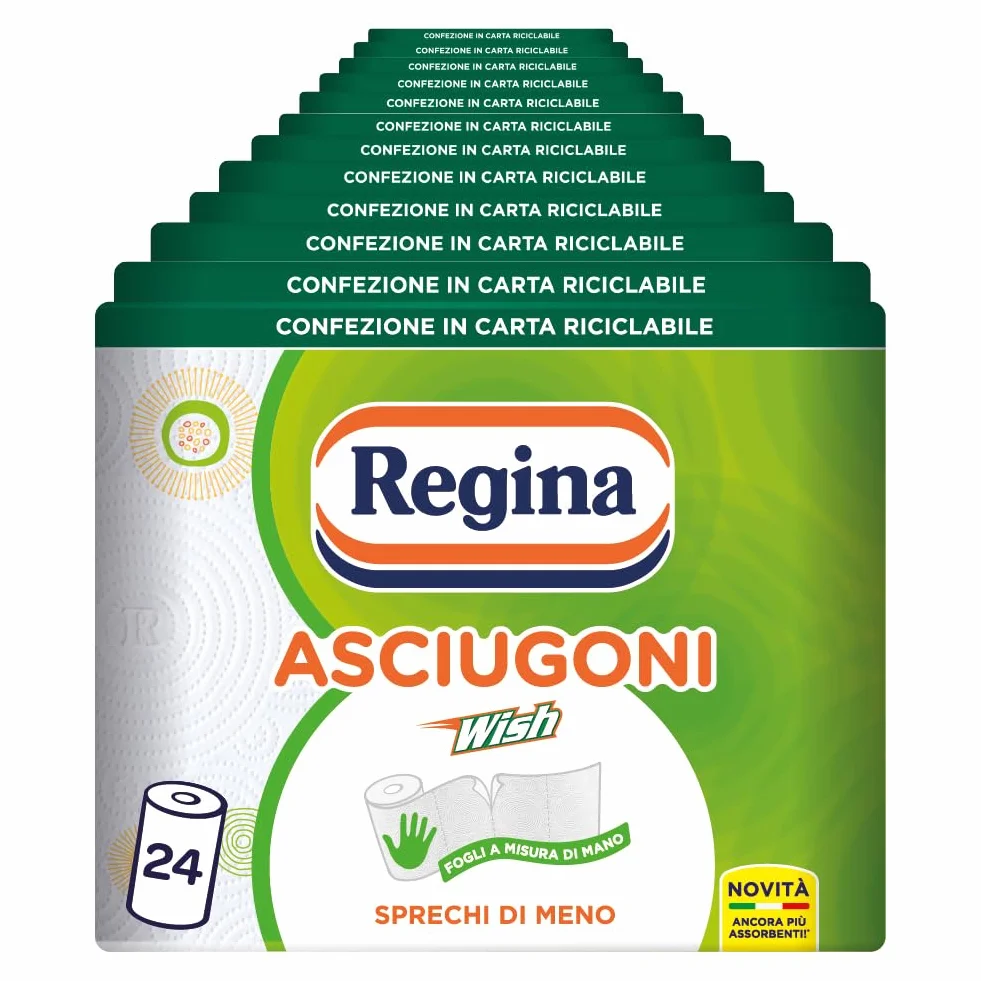 Regina Wish Carta Cucina 24 Rotoli 135 Strappi FSC Fogli a misura di mano