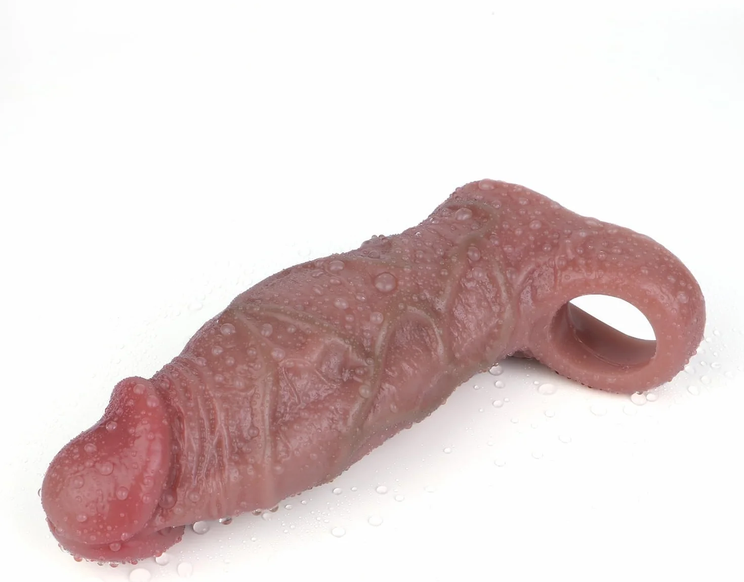 Guaina Pene Realistico Morbido Spesso con Anello per Testicoli, Guaina Fallica Indossabili, Manicotto Prolunga Ingrandimento Allungamento del Pene Maschile, Sex Toys Sessuali per Coppie Donna Uomini