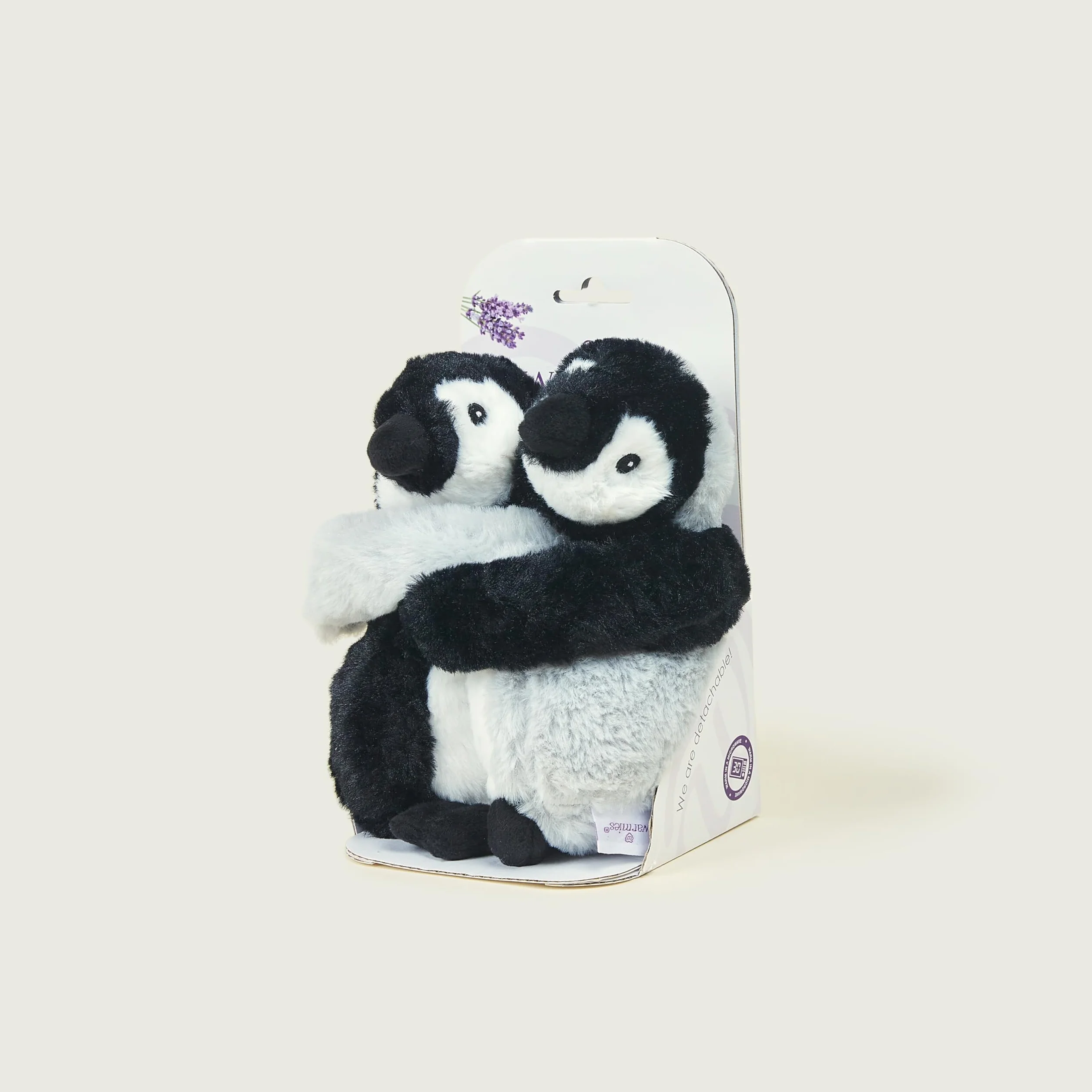 Warmies Warm Hugs Pinguino Sacchetti di Grano lavabili nel Microonde con Profumo di Lavanda Essiccata Francese, Peluche Completamente Riscaldabile per Sollievo dall'Ansia e dal Dolore