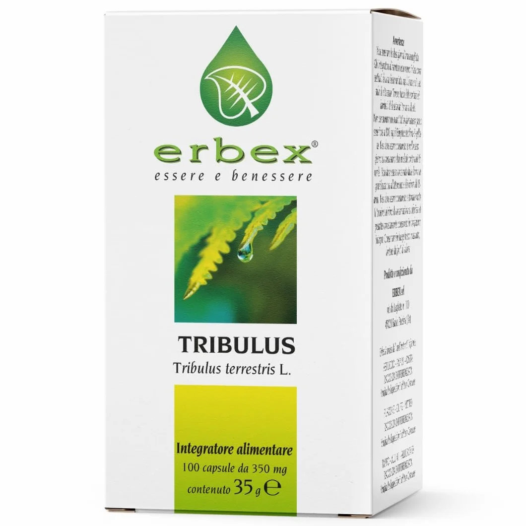 ERBEX Tribulus Terrestris 100% Naturale 360mg Saponine Steroidee Vigore Fisico Vitalità Uomini