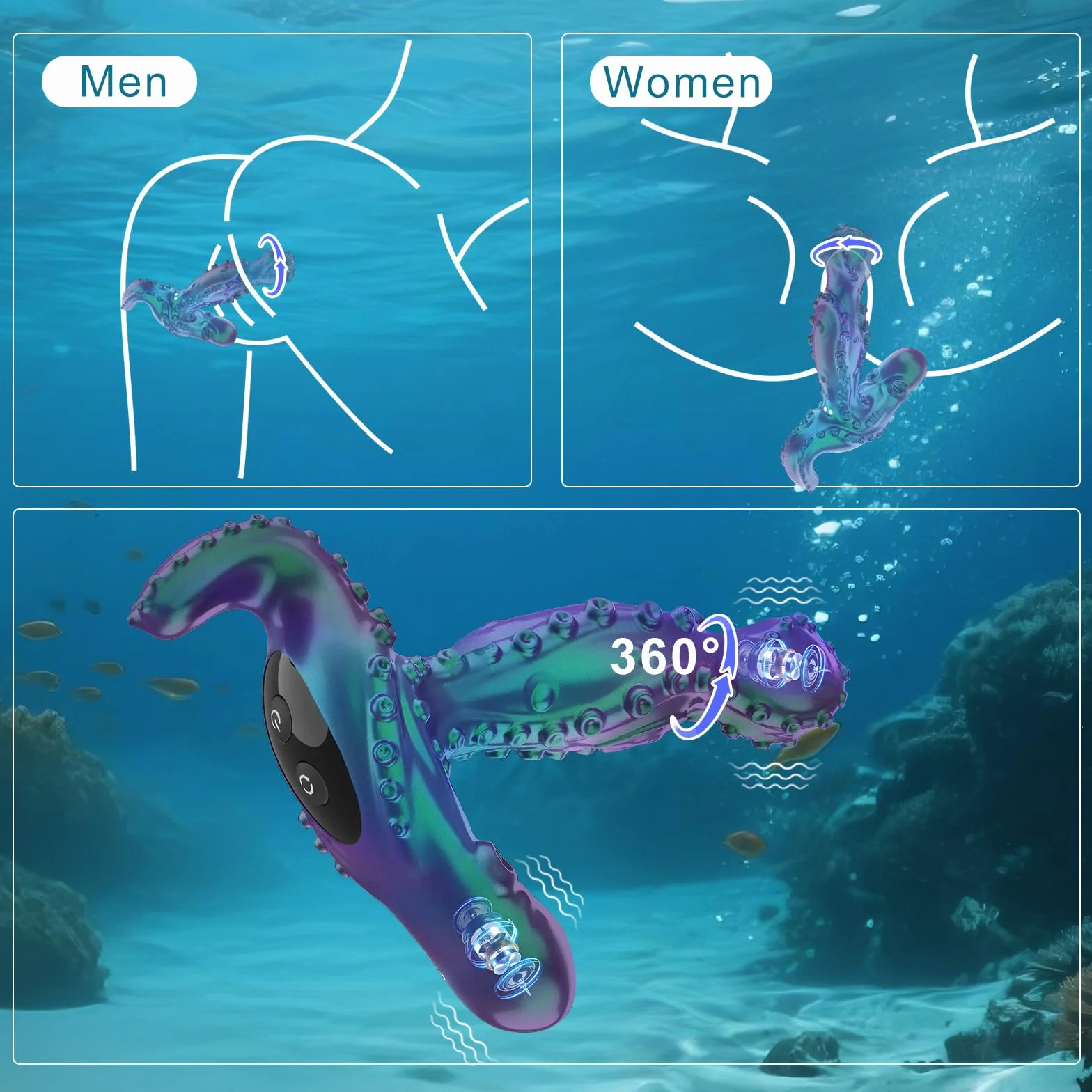 Qoosea 360°Rotante Masseur de Prostate Anal Vibratore 9 Modalità di Rotazione & 9 Modalità di Vibrazione Giocattolo per Adulti per Uomini e Donne Plug Anal con Telecomando Masseur di Clitoride