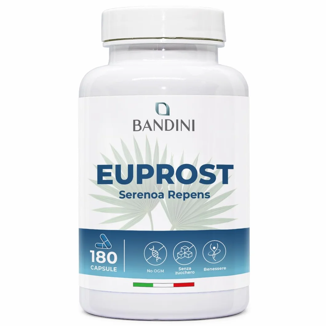 Bandini Euprost Serenoa Repens 180 Capsule Integratore per Uomo Saw Palmetto 20:1 Estratto 30% Acidi Grassi
